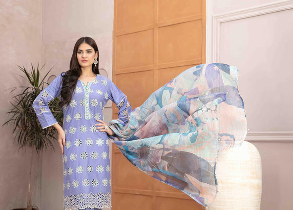 Leena Fancy Schiffli Embroidered Unstitched 3pcs Suit - 9247, Women, 3Pcs Shalwar Suit, Tawakkal Fabrics, Chase Value