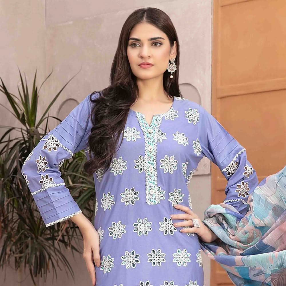 Leena Fancy Schiffli Embroidered Unstitched 3pcs Suit - 9247, Women, 3Pcs Shalwar Suit, Tawakkal Fabrics, Chase Value