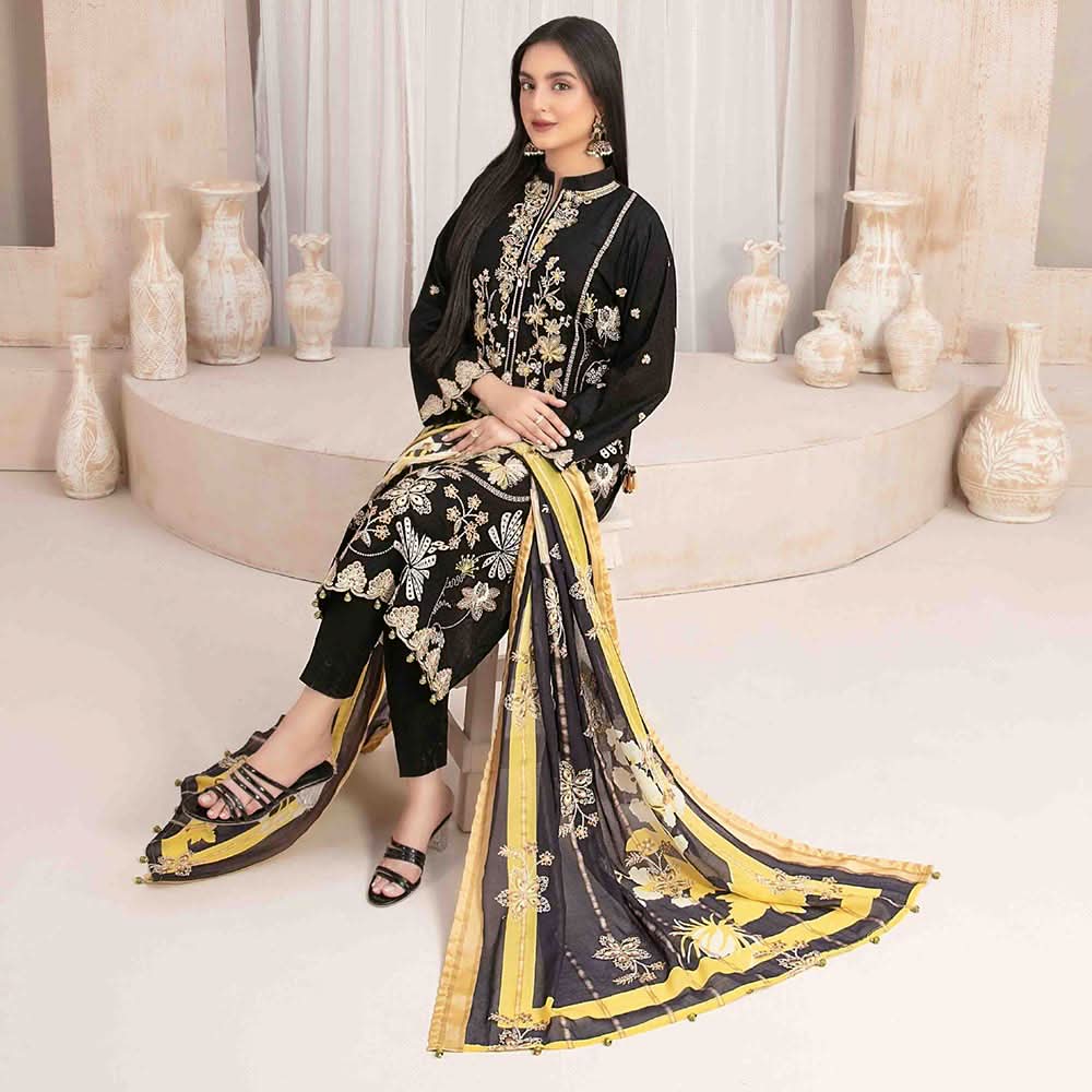 Mahrooh Embroidered Unstitched 3pcs Suit - 9253, Women, 3Pcs Shalwar Suit, Tawakkal Fabrics, Chase Value