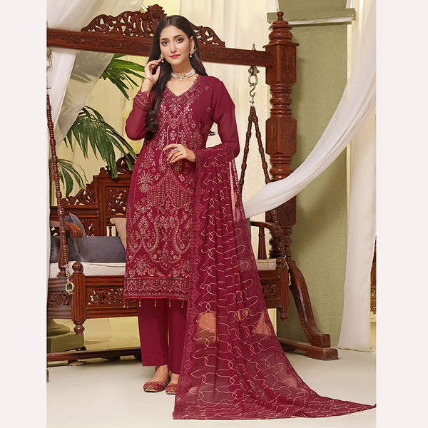 Bin Hameed Sanobar Luxury Chiffon Embroidered Unstitched 3Pcs Suit -  DA-4375, Women, 3Pcs Shalwar Suit, Rana Arts, Chase Value