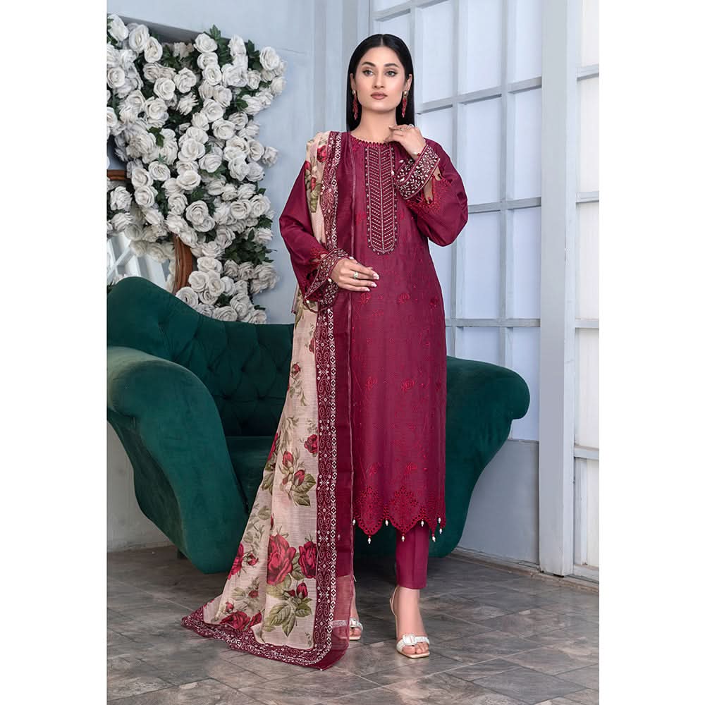 Noor Jahan Mushk Printed Lawn Chikenkari Embroidered Unstitched 3Pcs Suit, Women, 3Pcs Shalwar Suit, Chase Value, Chase Value