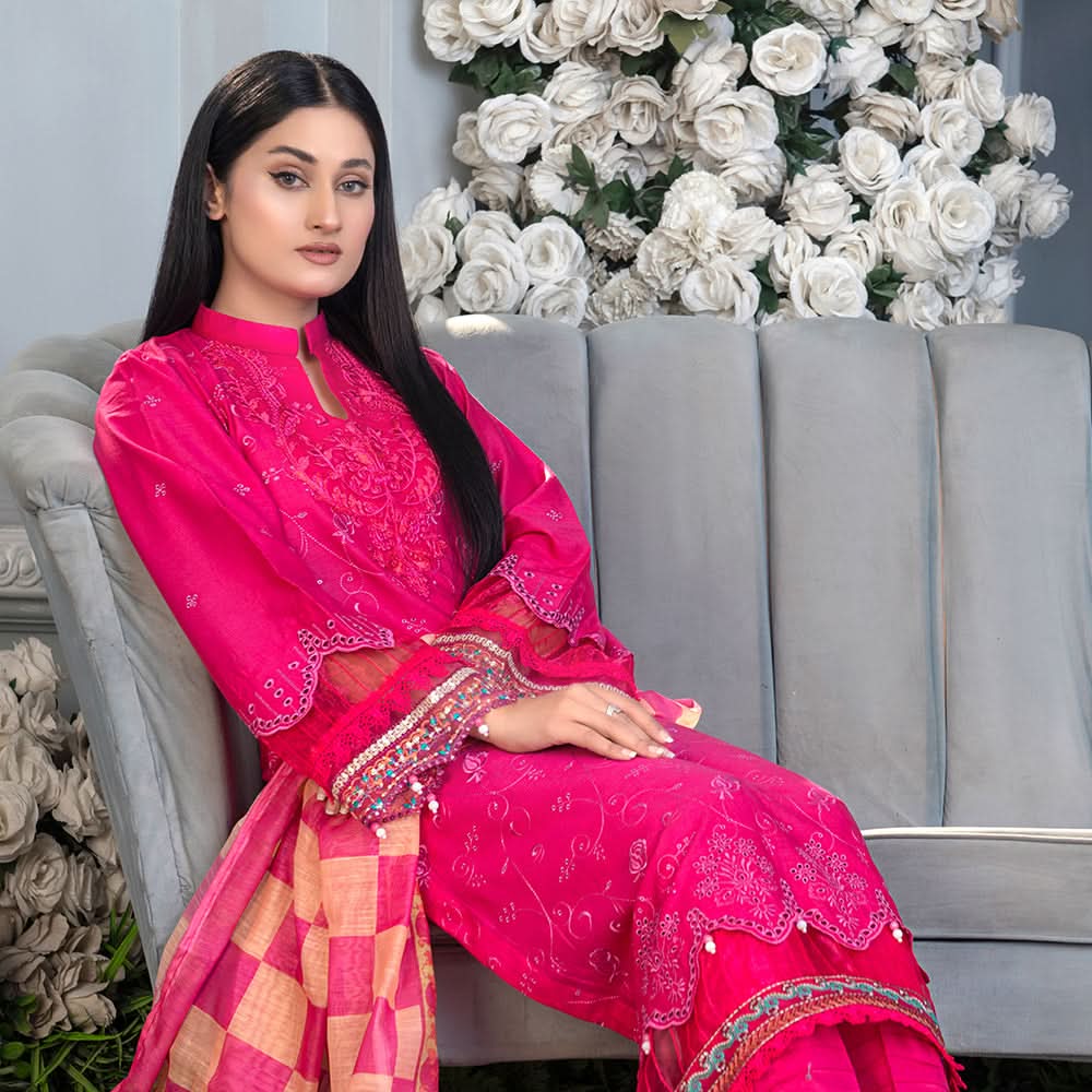 Noor Jahan Mushk Printed Lawn Chikenkari Embroidered Unstitched 3Pcs Suit, Women, 3Pcs Shalwar Suit, Chase Value, Chase Value