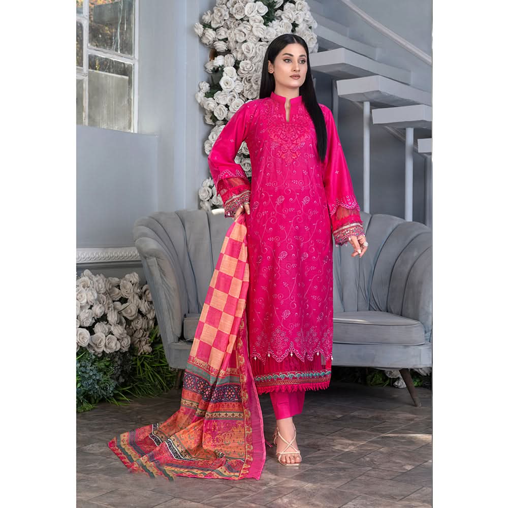 Noor Jahan Mushk Printed Lawn Chikenkari Embroidered Unstitched 3Pcs Suit, Women, 3Pcs Shalwar Suit, Chase Value, Chase Value