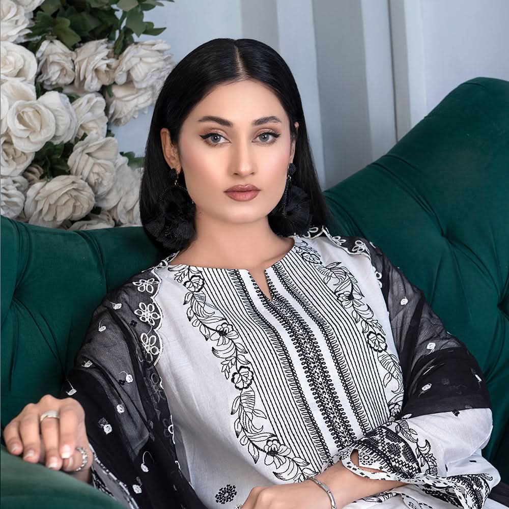 Noor Jahan Mushk Printed Lawn Chikenkari Embroidered Unstitched 3Pcs Suit, Women, 3Pcs Shalwar Suit, Chase Value, Chase Value