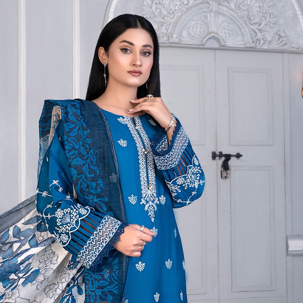 Noor Jahan Mushk Printed Lawn Chikenkari Embroidered Unstitched 3Pcs Suit, Women, 3Pcs Shalwar Suit, Chase Value, Chase Value