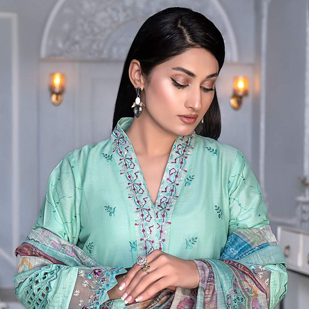 Noor Jahan Mushk Printed Lawn Chikenkari Embroidered Unstitched 3Pcs Suit, Women, 3Pcs Shalwar Suit, Chase Value, Chase Value