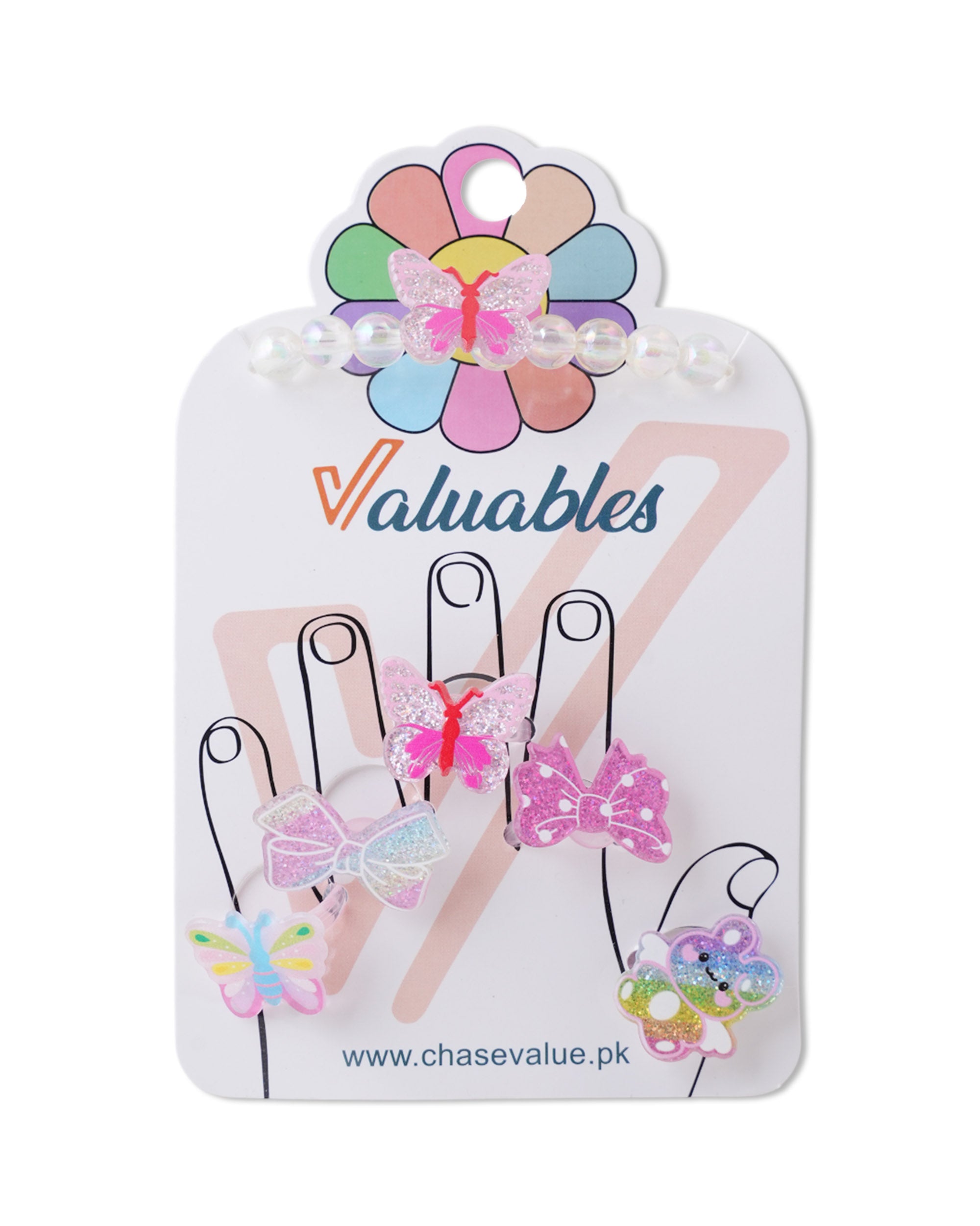 Children Rings + Bracelets Card-Multi Color