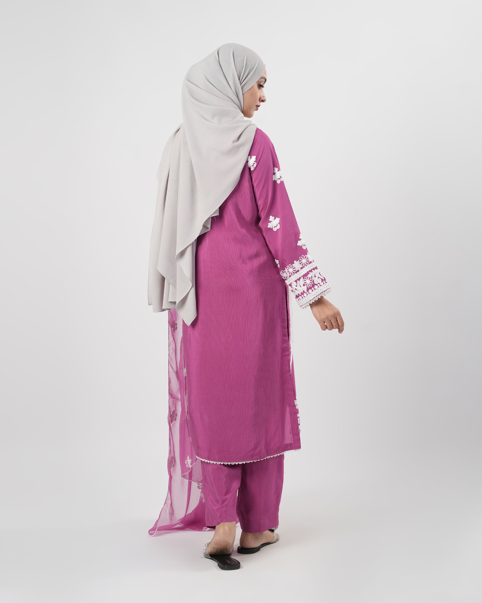 Valuables Women’s Embroidered Raw Silk 3Pcs Suit