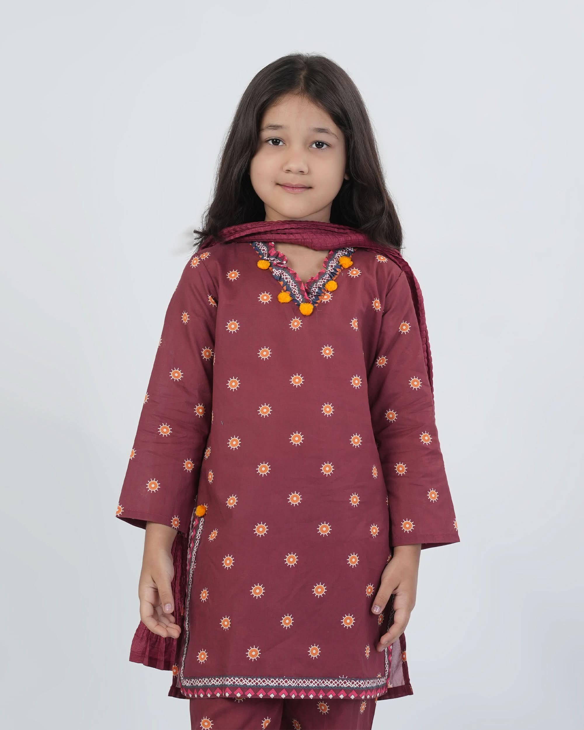 Eminent Girls Printed Suit - Maroon, Girls Shalwar Kameez, Eminent, Chase Value