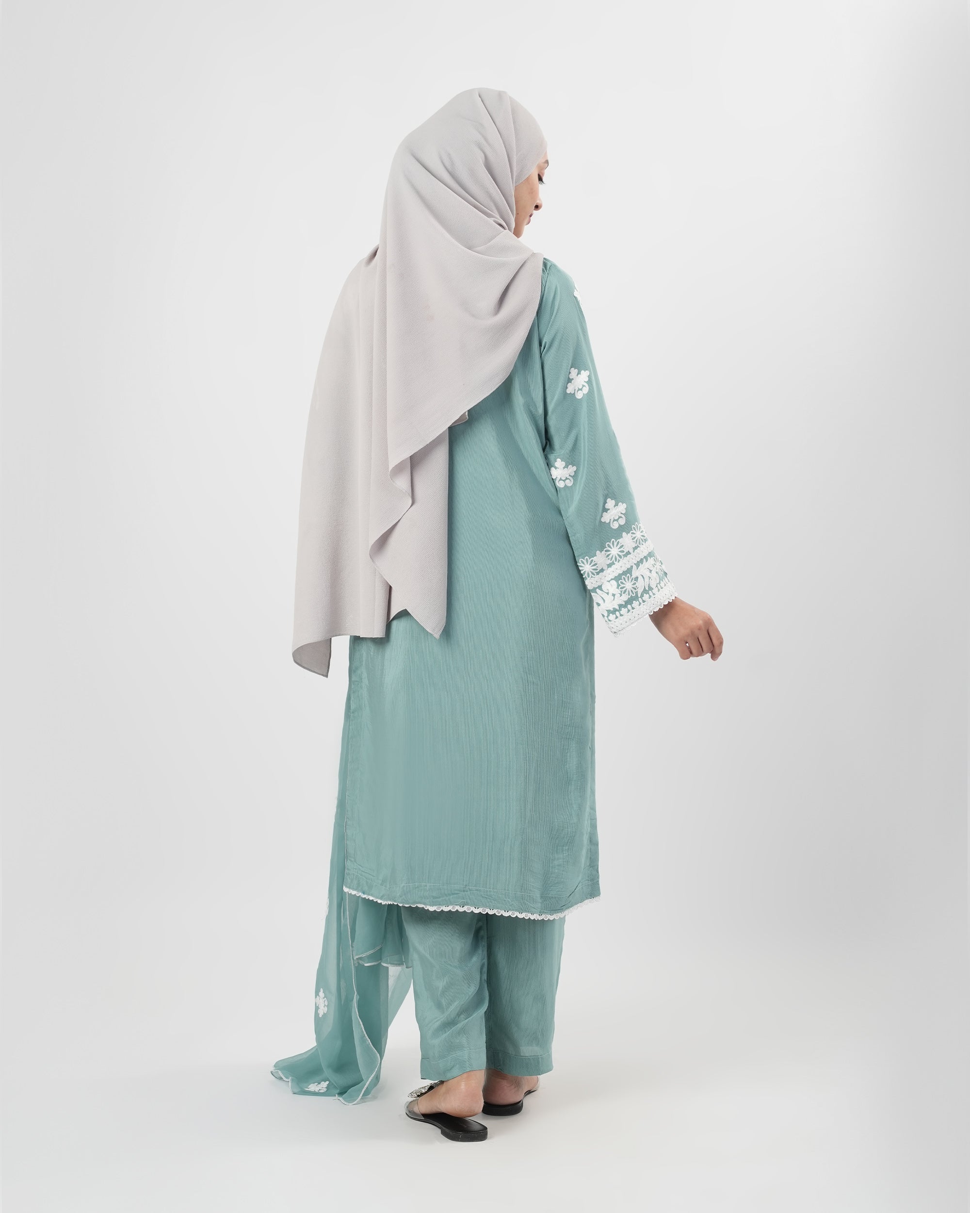 Valuables Women’s Embroidered Raw Silk 3Pcs Suit