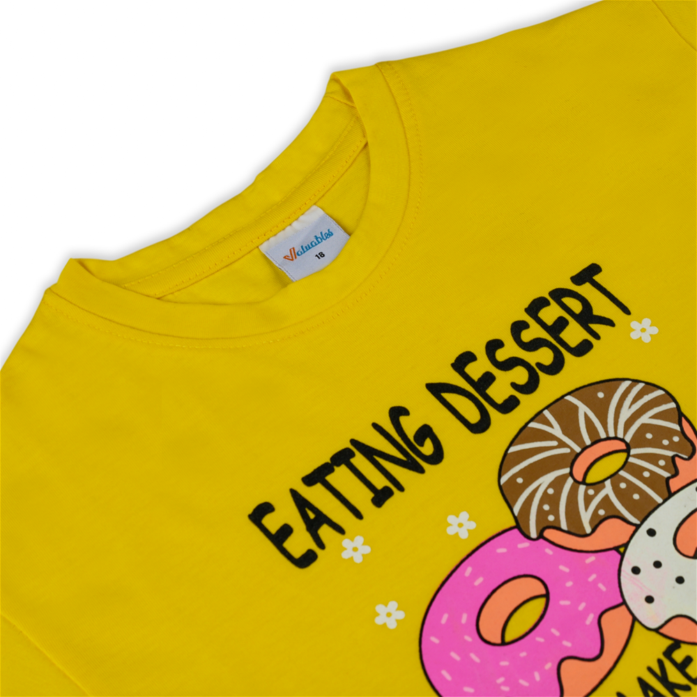 Girl's Half Sleeves T-Shirt - Yellow, Girls T-Shirts, Chase Value, Chase Value