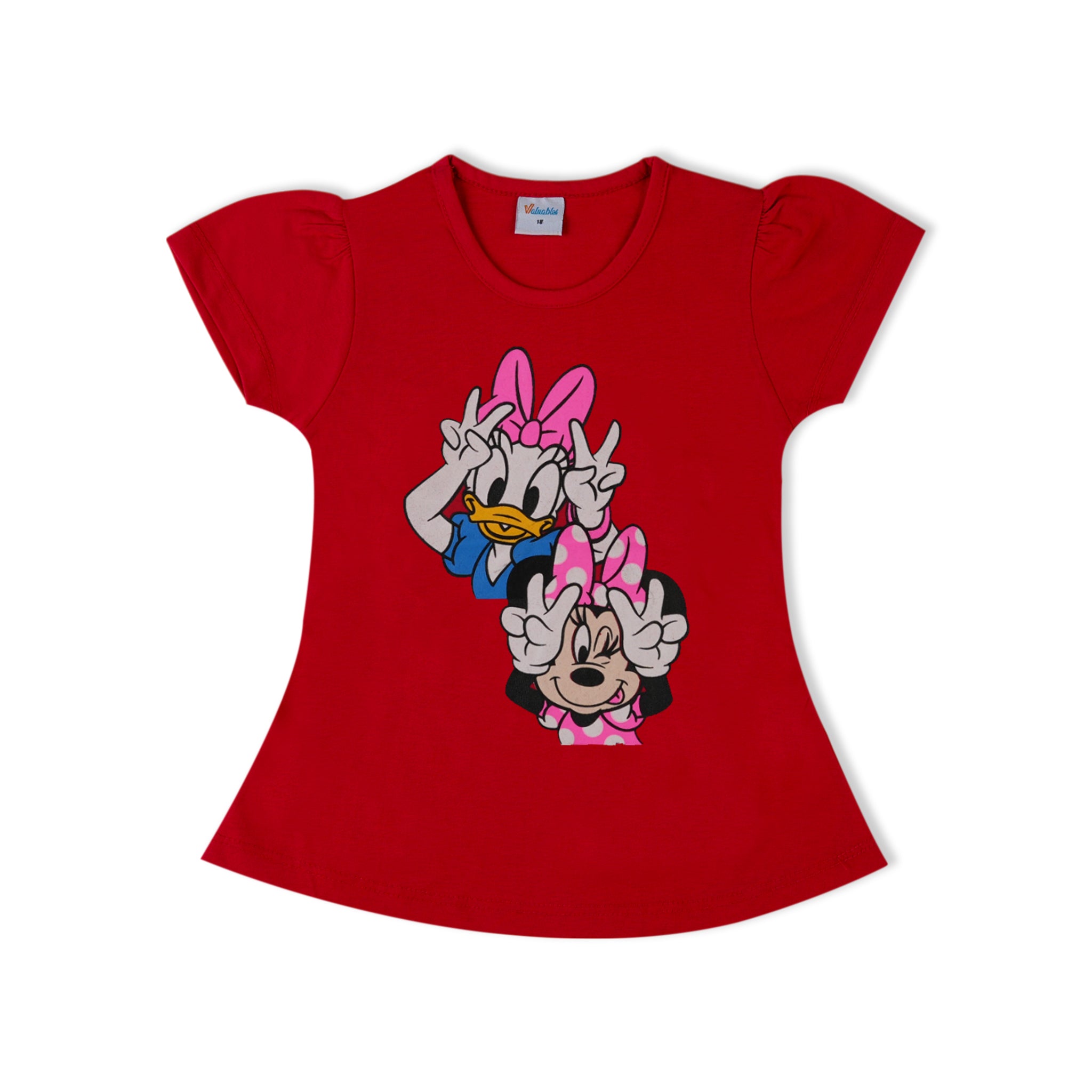 Girl's Half Sleeves T-Shirt - Red, Girls T-Shirts, Chase Value, Chase Value