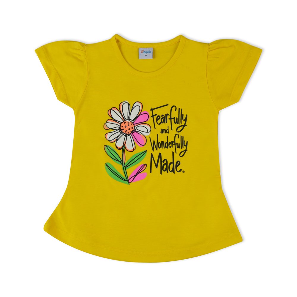 Girl's Half Sleeves T-Shirt - Yellow, Girls T-Shirts, Chase Value, Chase Value