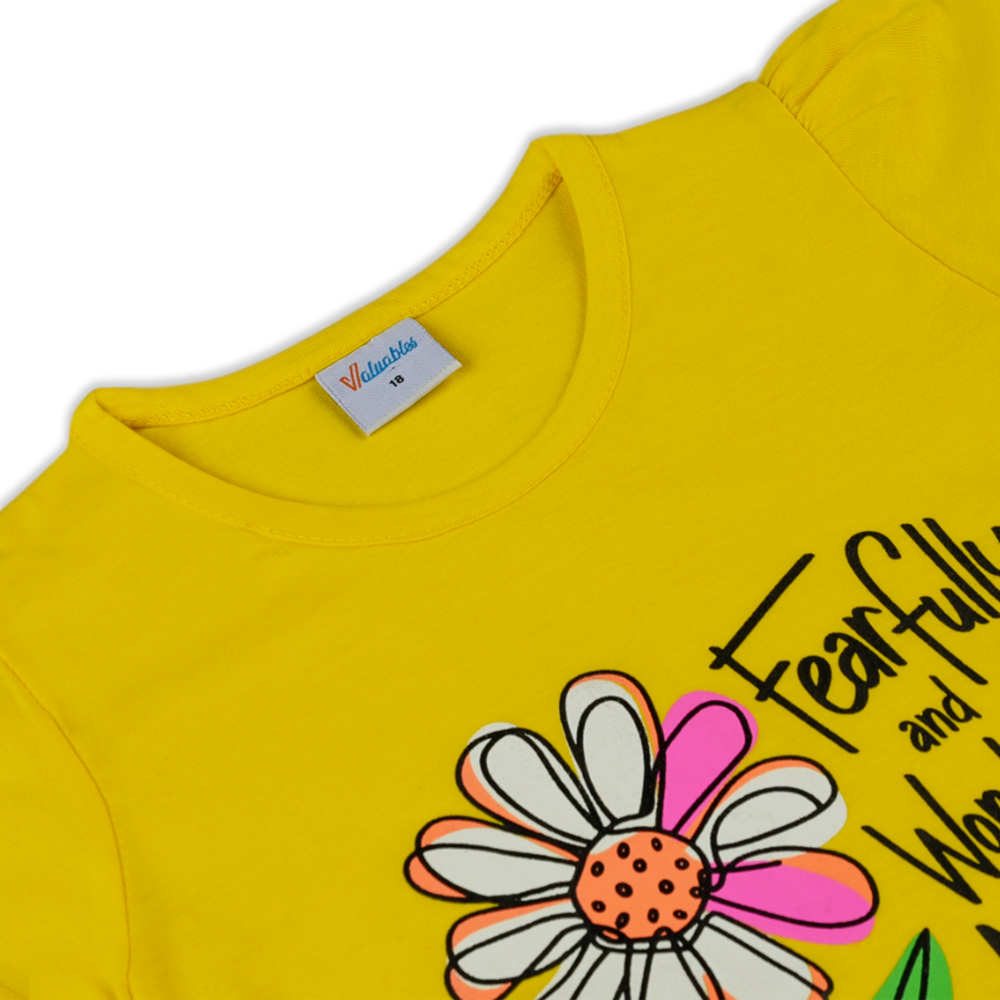 Girl's Half Sleeves T-Shirt - Yellow, Girls T-Shirts, Chase Value, Chase Value