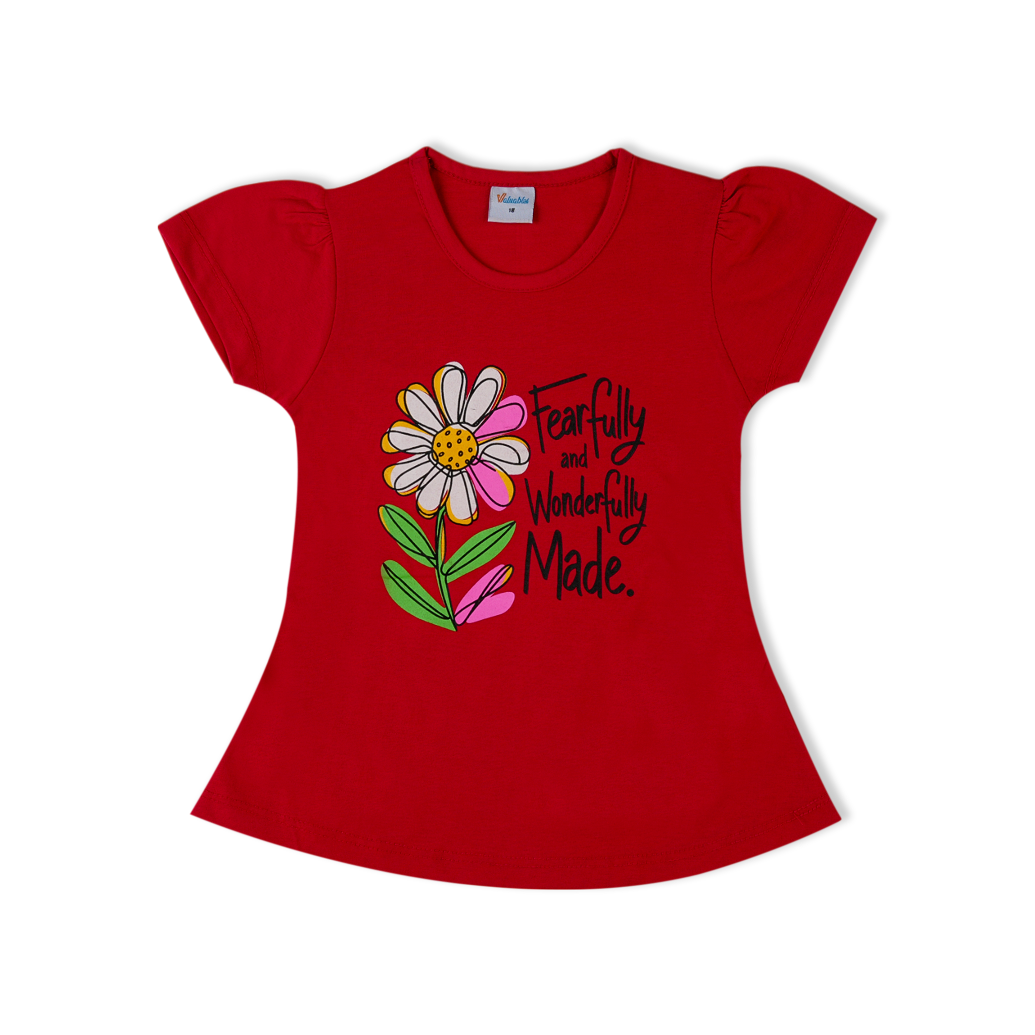 Girl's Half Sleeves T-Shirt - Red, Girls T-Shirts, Chase Value, Chase Value