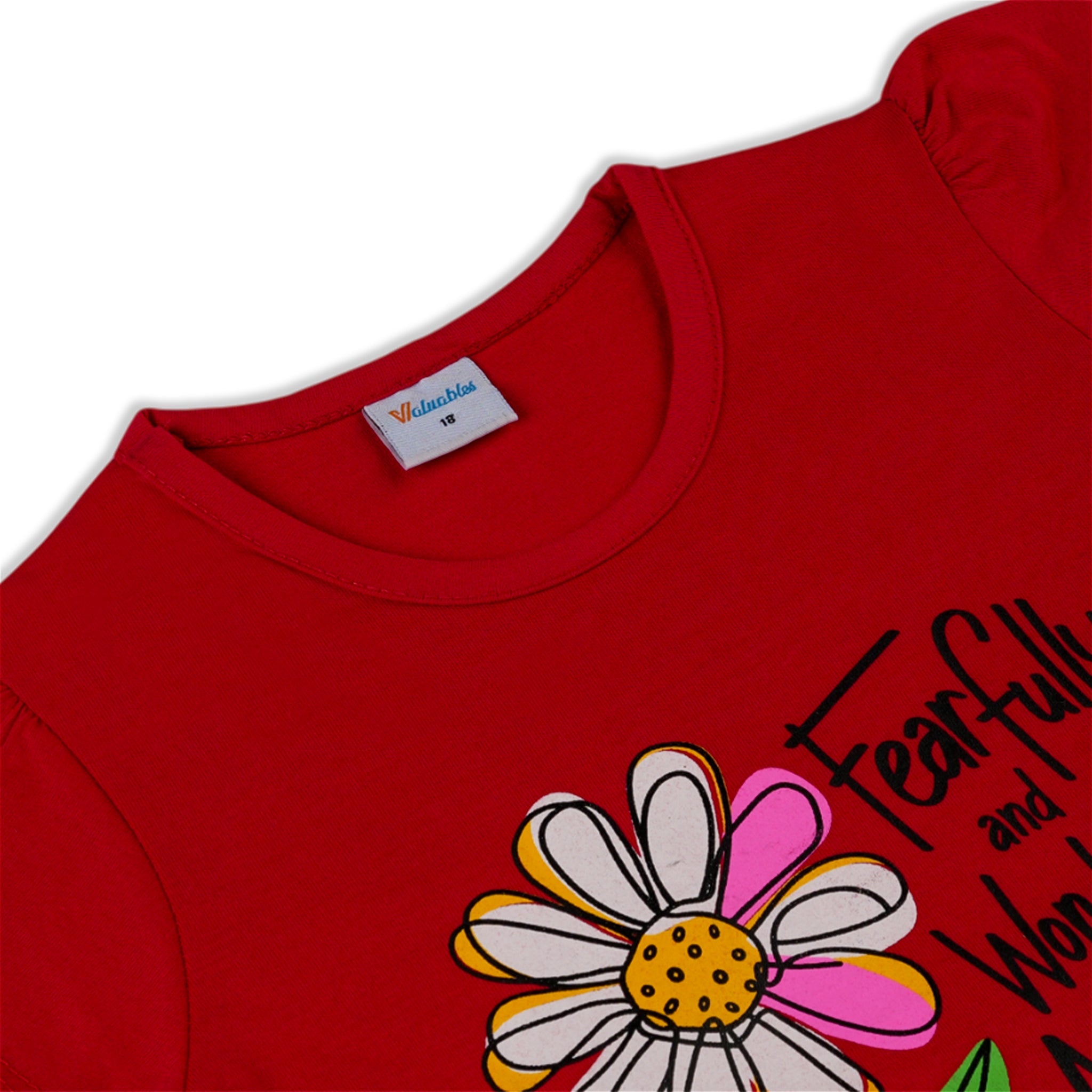 Girl's Half Sleeves T-Shirt - Red, Girls T-Shirts, Chase Value, Chase Value