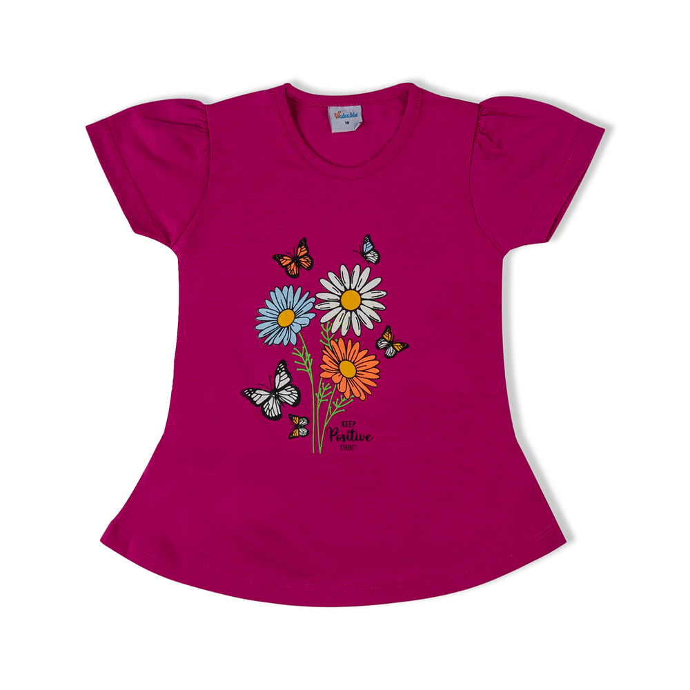 Girl's Half Sleeves T-Shirt - Dark Pink, Girls T-Shirts, Chase Value, Chase Value