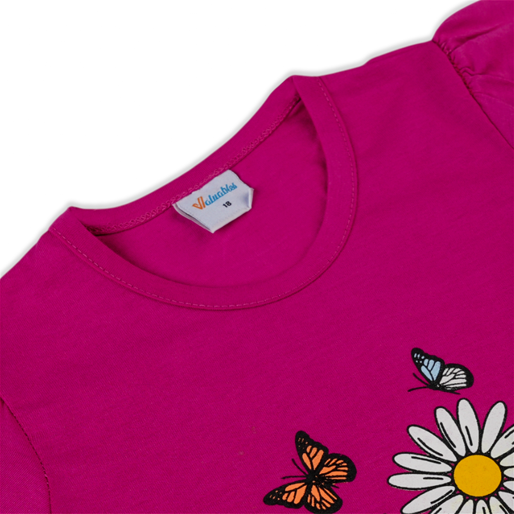 Girl's Half Sleeves T-Shirt - Dark Pink, Girls T-Shirts, Chase Value, Chase Value