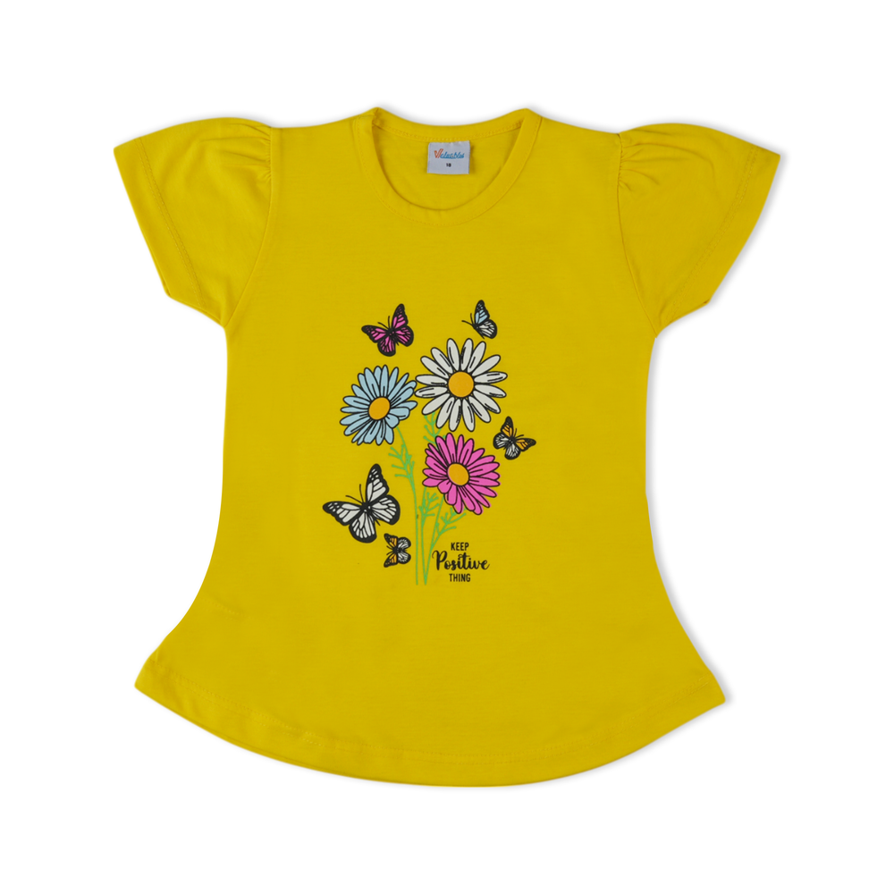 Girl's Half Sleeves T-Shirt - Yellow, Girls T-Shirts, Chase Value, Chase Value