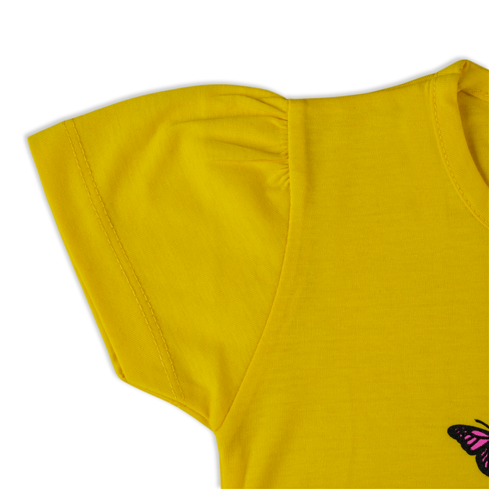 Girl's Half Sleeves T-Shirt - Yellow, Girls T-Shirts, Chase Value, Chase Value