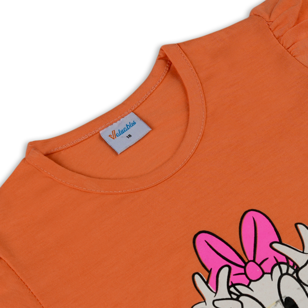 Girl's Half Sleeves T-Shirt - Peach, Girls T-Shirts, Chase Value, Chase Value
