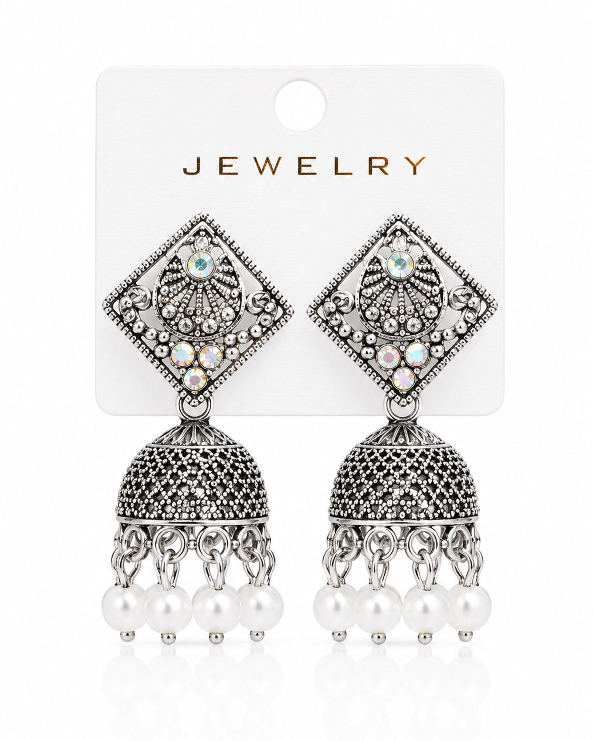Antique Silver Jhumki Earrings