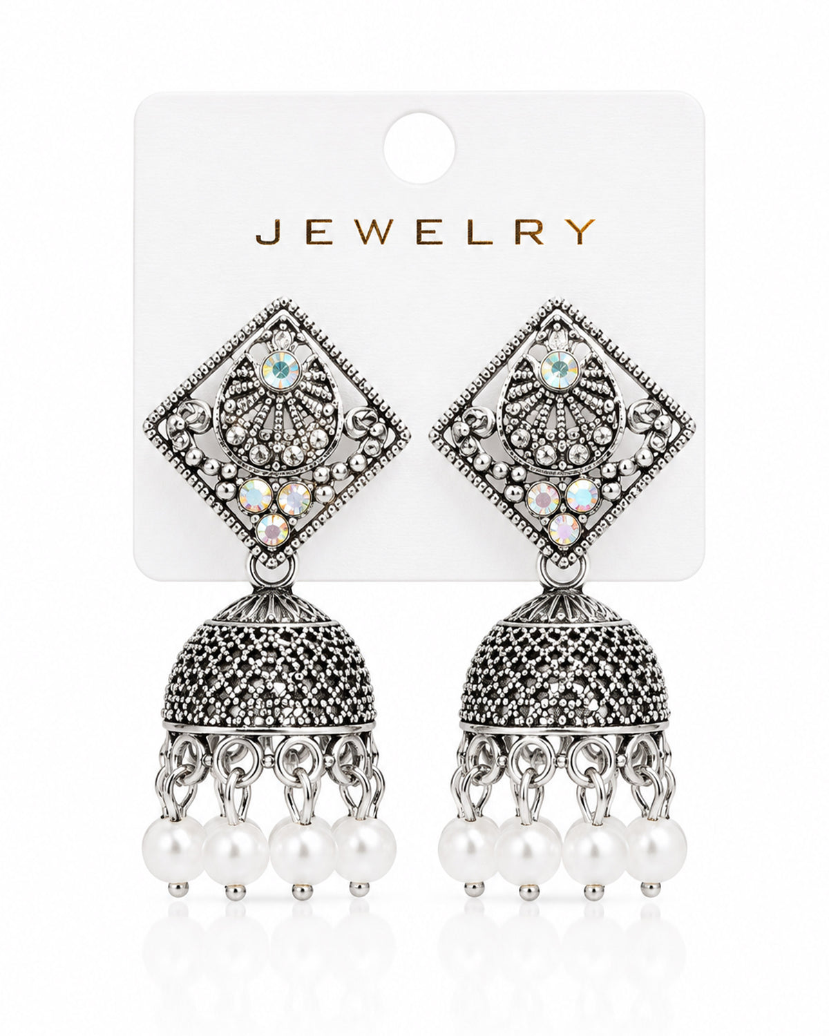 Antique Silver Jhumki Earrings