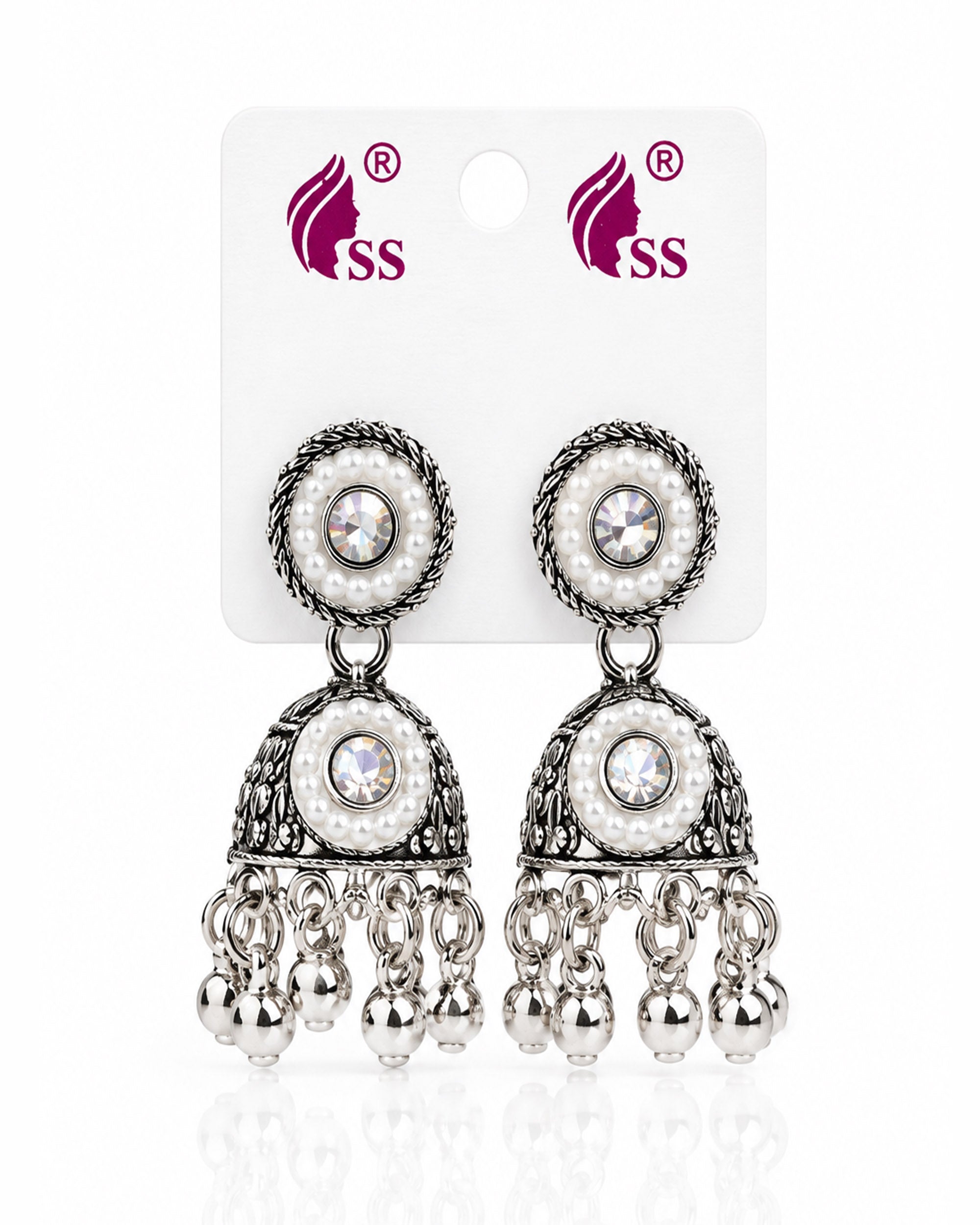 Antique Silver Jhumki Earrings