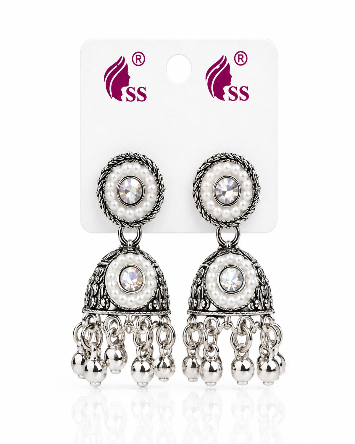 Antique Silver Jhumki Earrings
