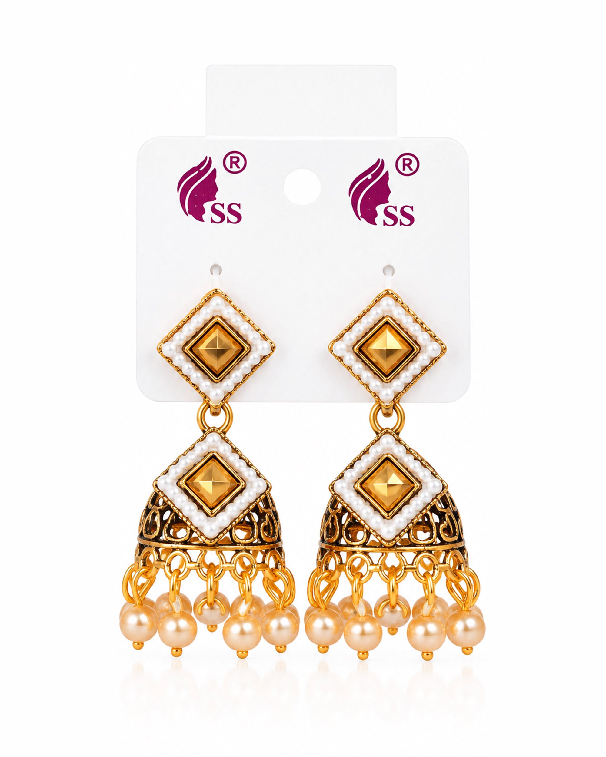 Antique Golden Jhumki Earrings