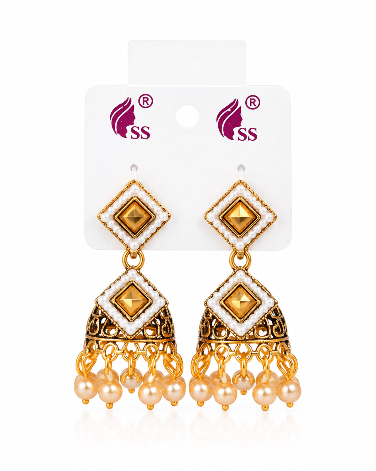 Antique Golden Jhumki Earrings