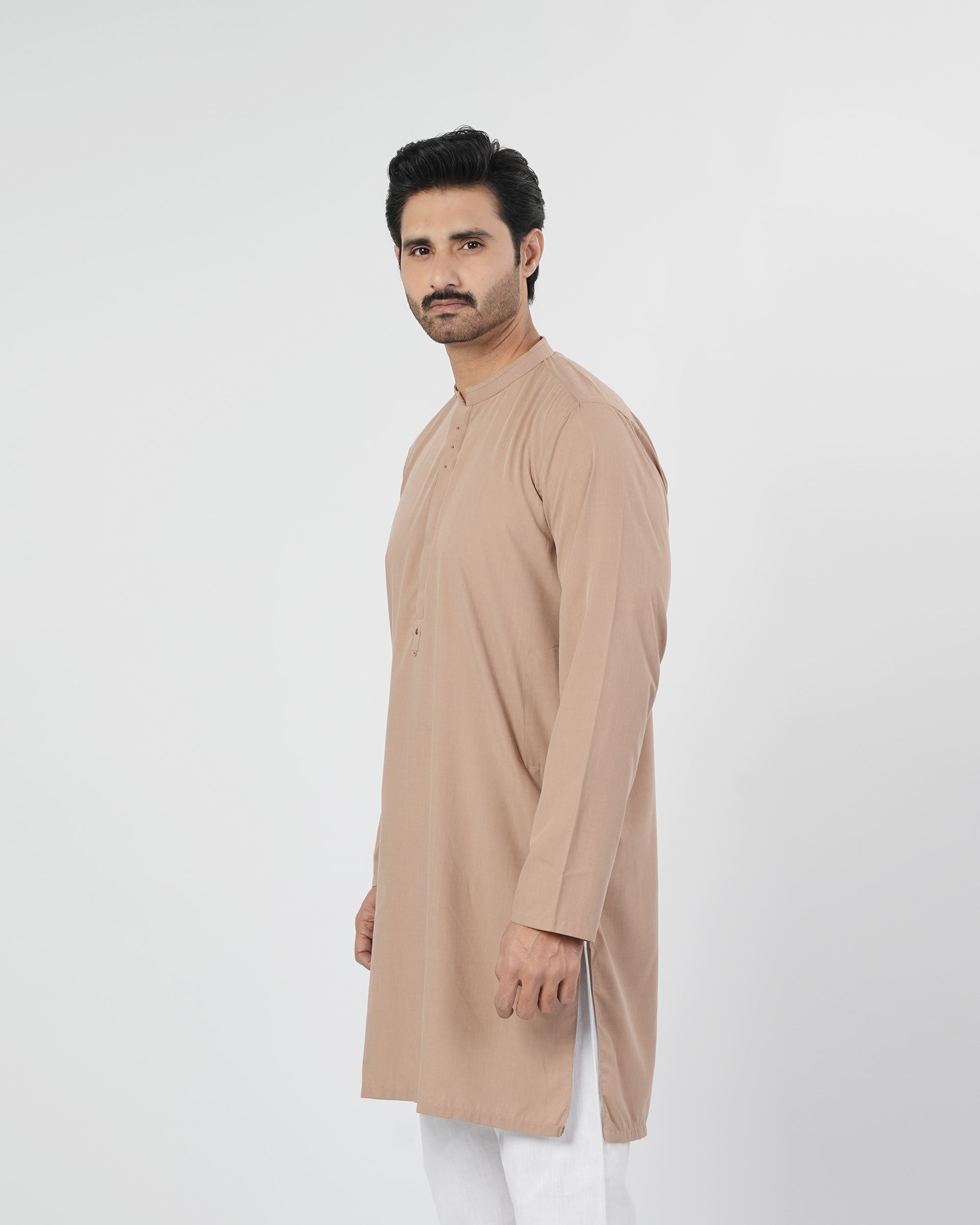 Eminent Men's Trim Fit Kurta - Light Brown