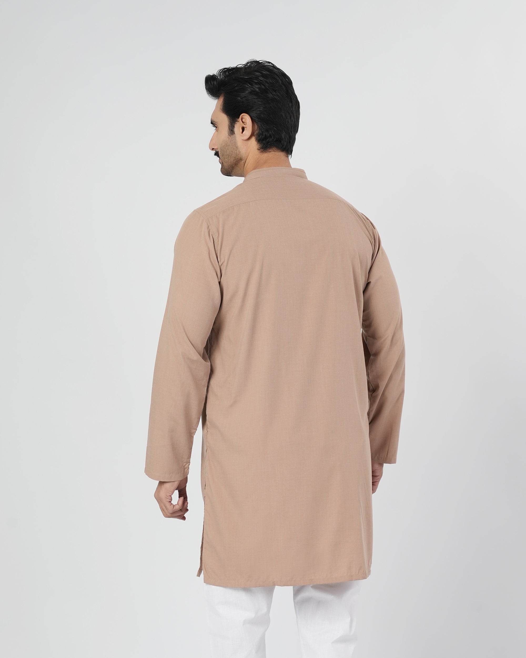 Eminent Men's Trim Fit Kurta - Light Brown