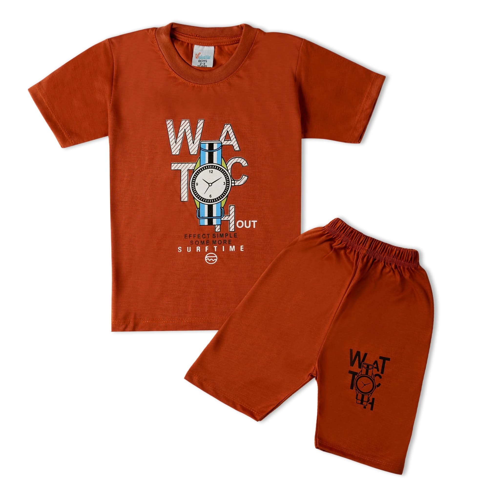 Valuable Boys Half Sleeves Suit - Rust, Boys Sets & Suits, Chase Value, Chase Value