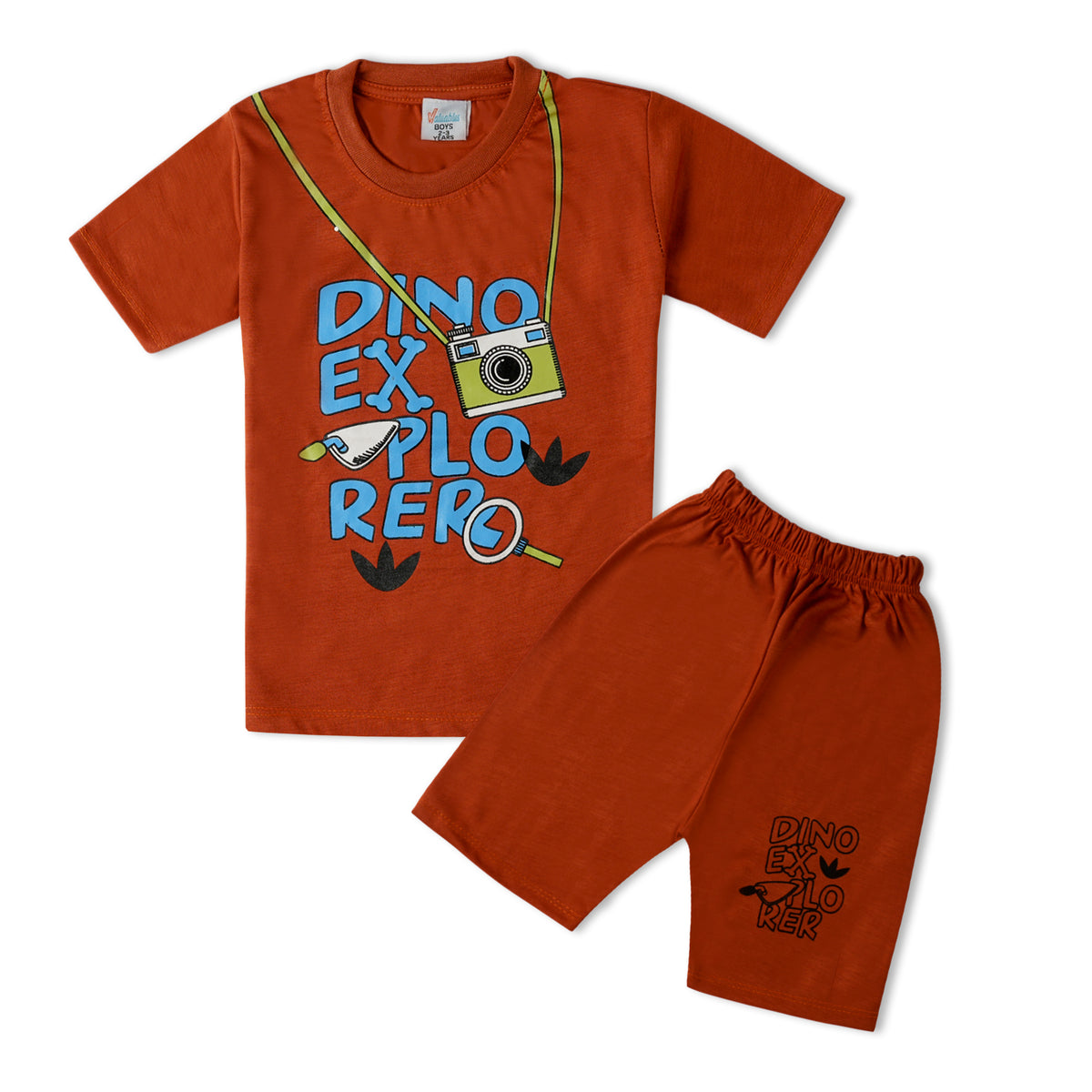 Valuable Boys Half Sleeves Suit - Rust, Boys Sets & Suits, Chase Value, Chase Value