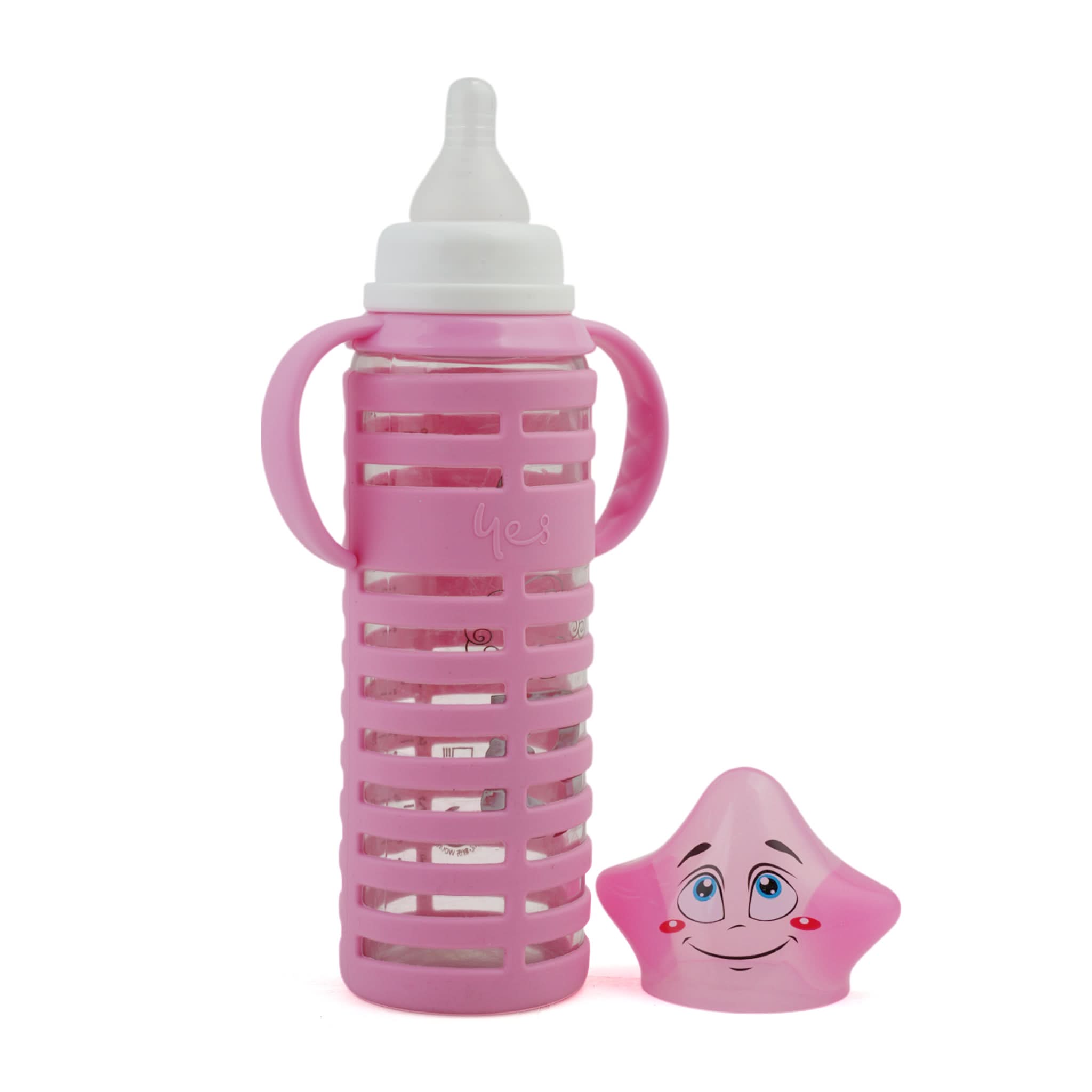 Yes Glass Bottle 240ml - Pink, Tiffin Boxes & Bottles, Chase Value, Chase Value