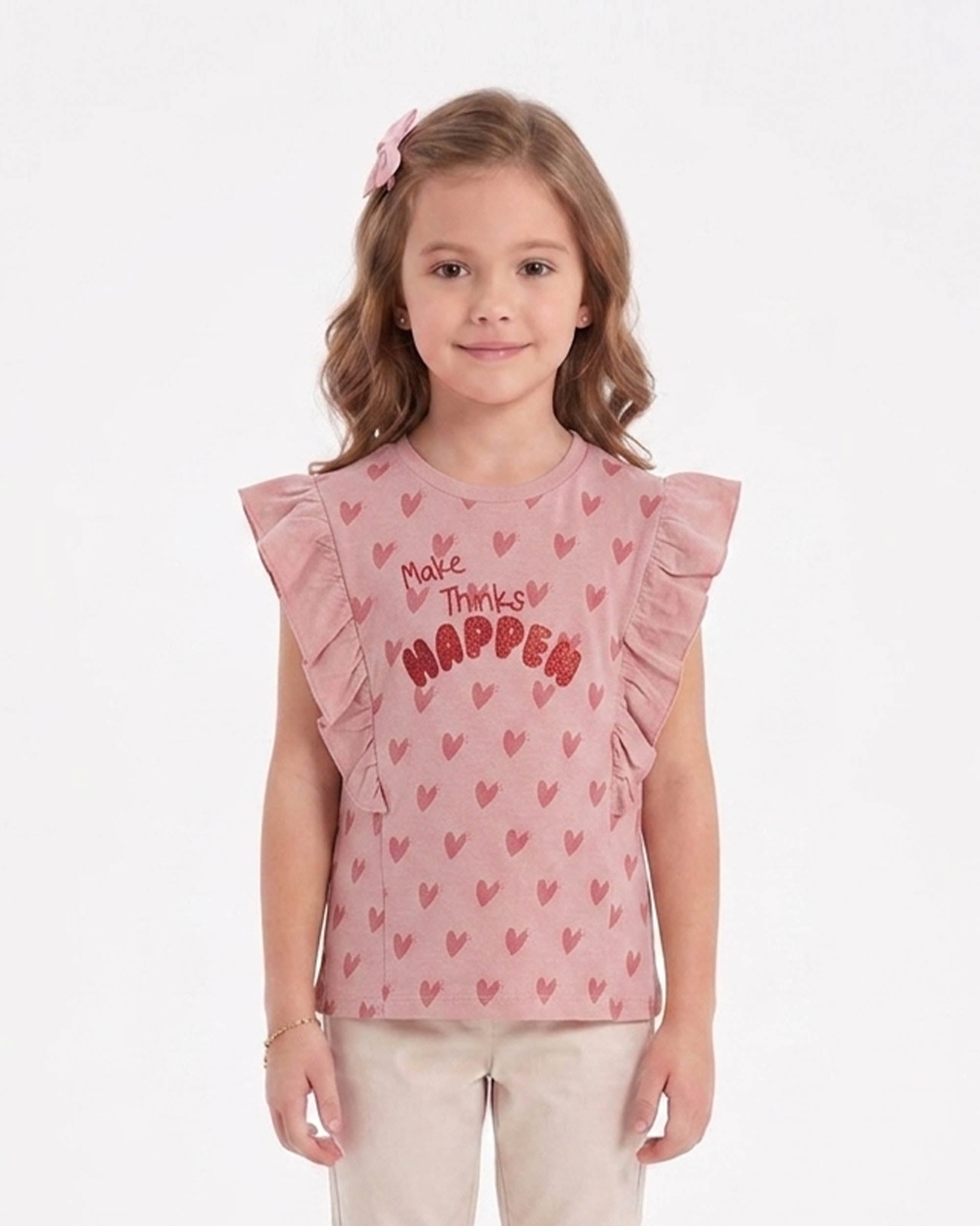 Girls' Printed Half Sleeves T-Shirt