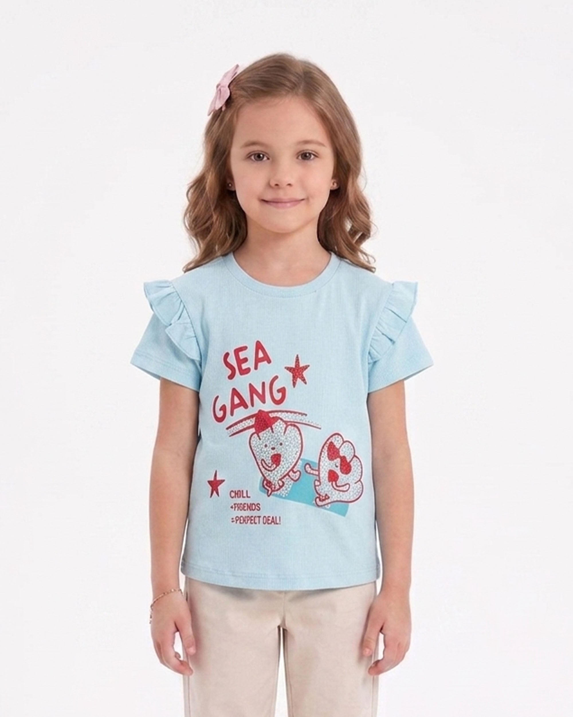 Girls' Printed Half Sleeves T-Shirt