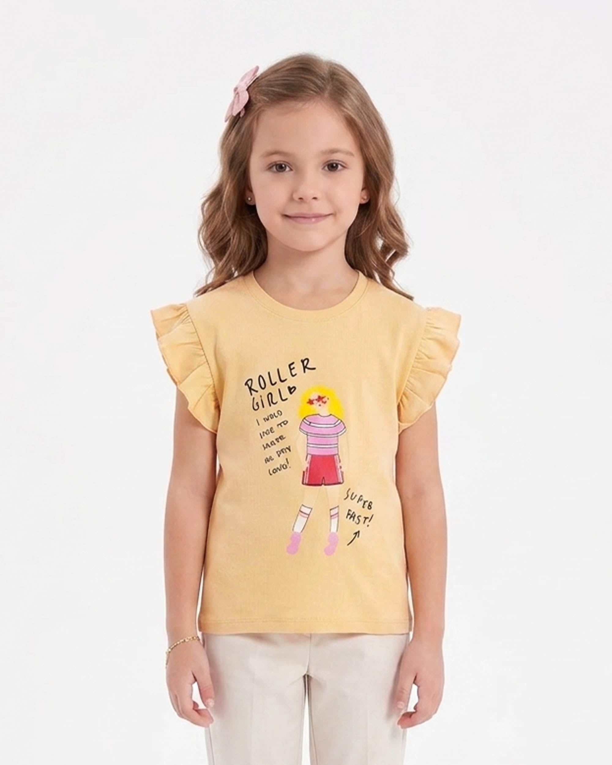 Girls' Printed Half Sleeves T-Shirt