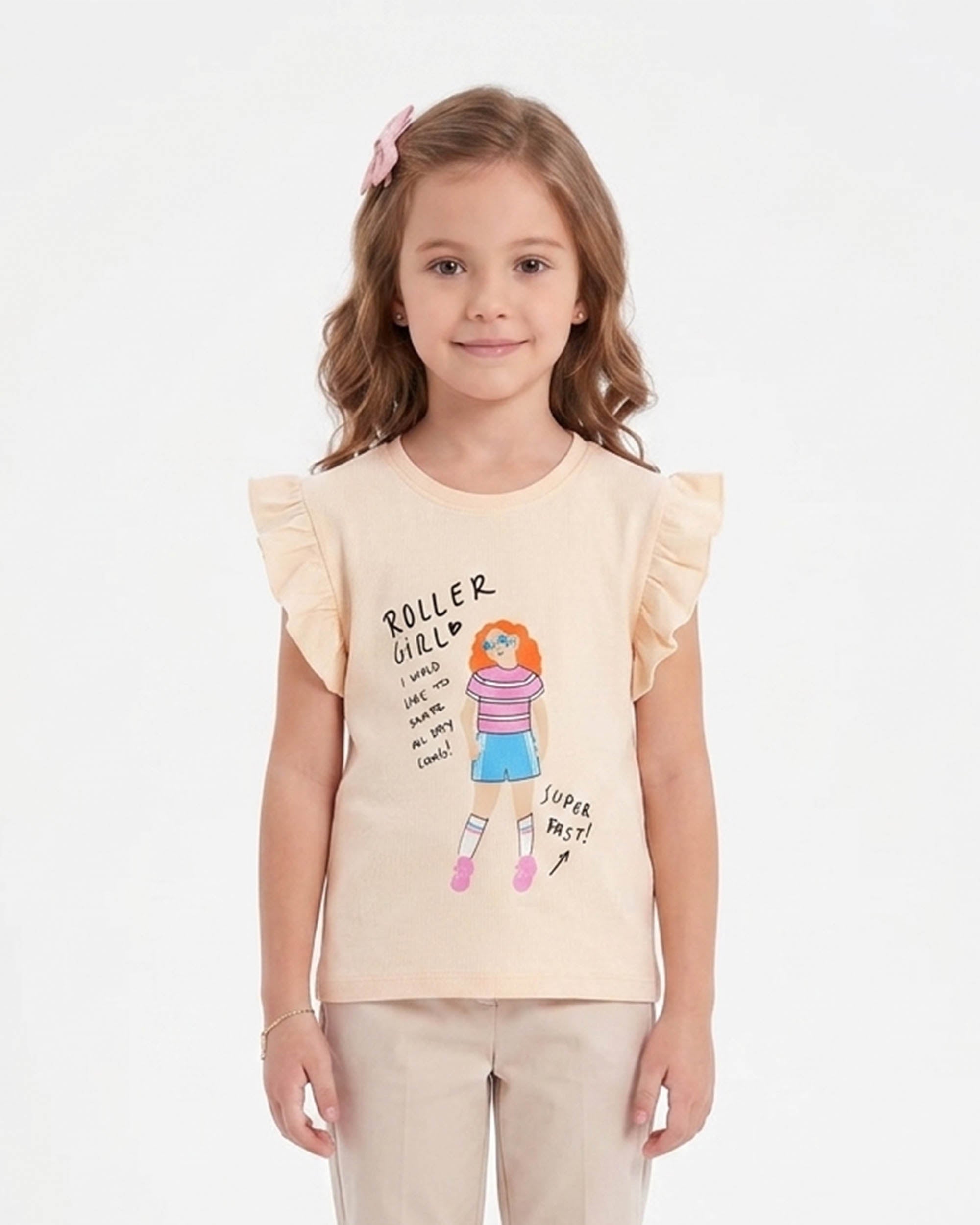 Girls' Printed Half Sleeves T-Shirt