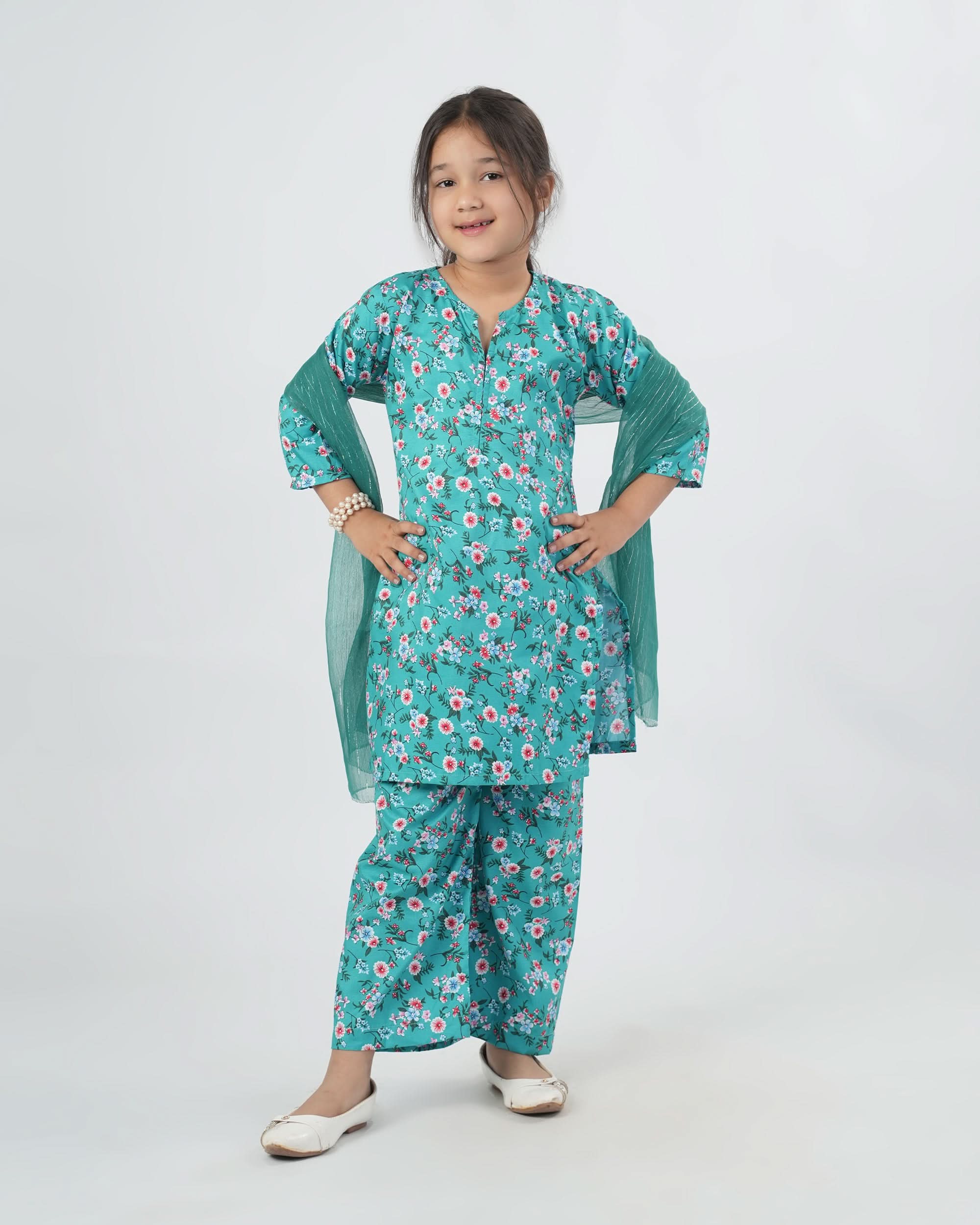 Valuables Girl’s 3PCS Suit, Girls Shalwar Kameez, Chase Value, Chase Value