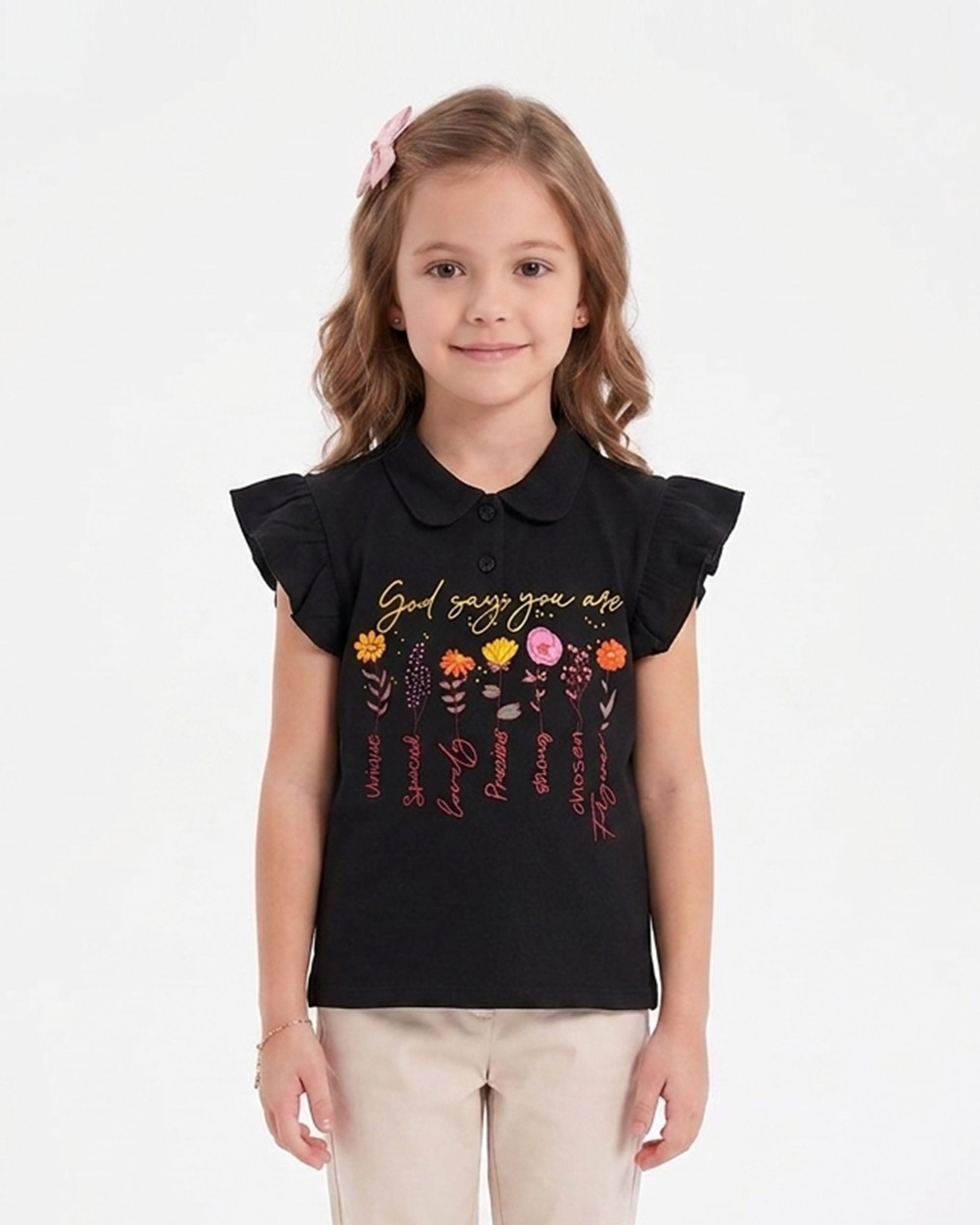Girls' Printed Half Sleeves T-Shirt