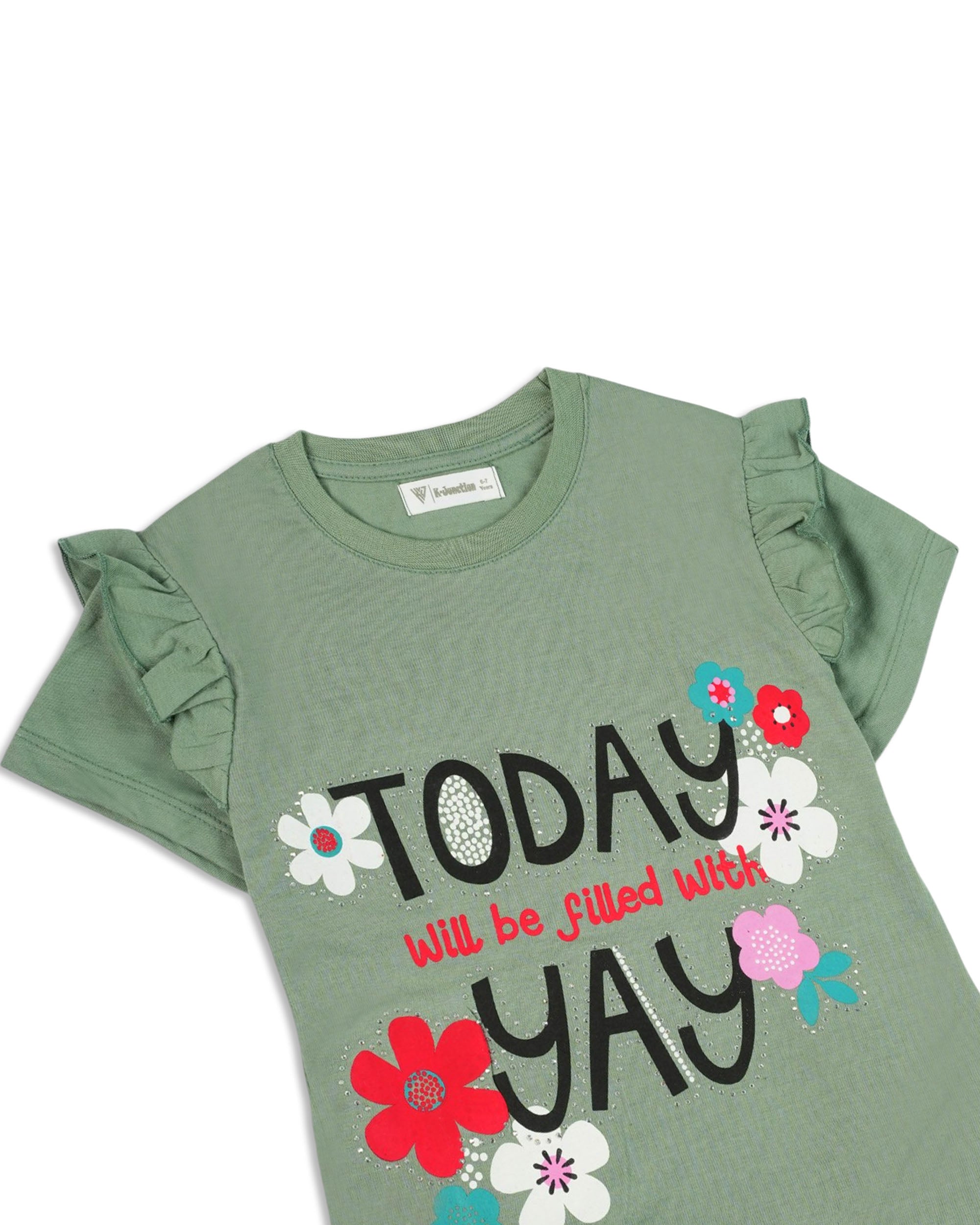 Girls' Printed Half Sleeves T-Shirt