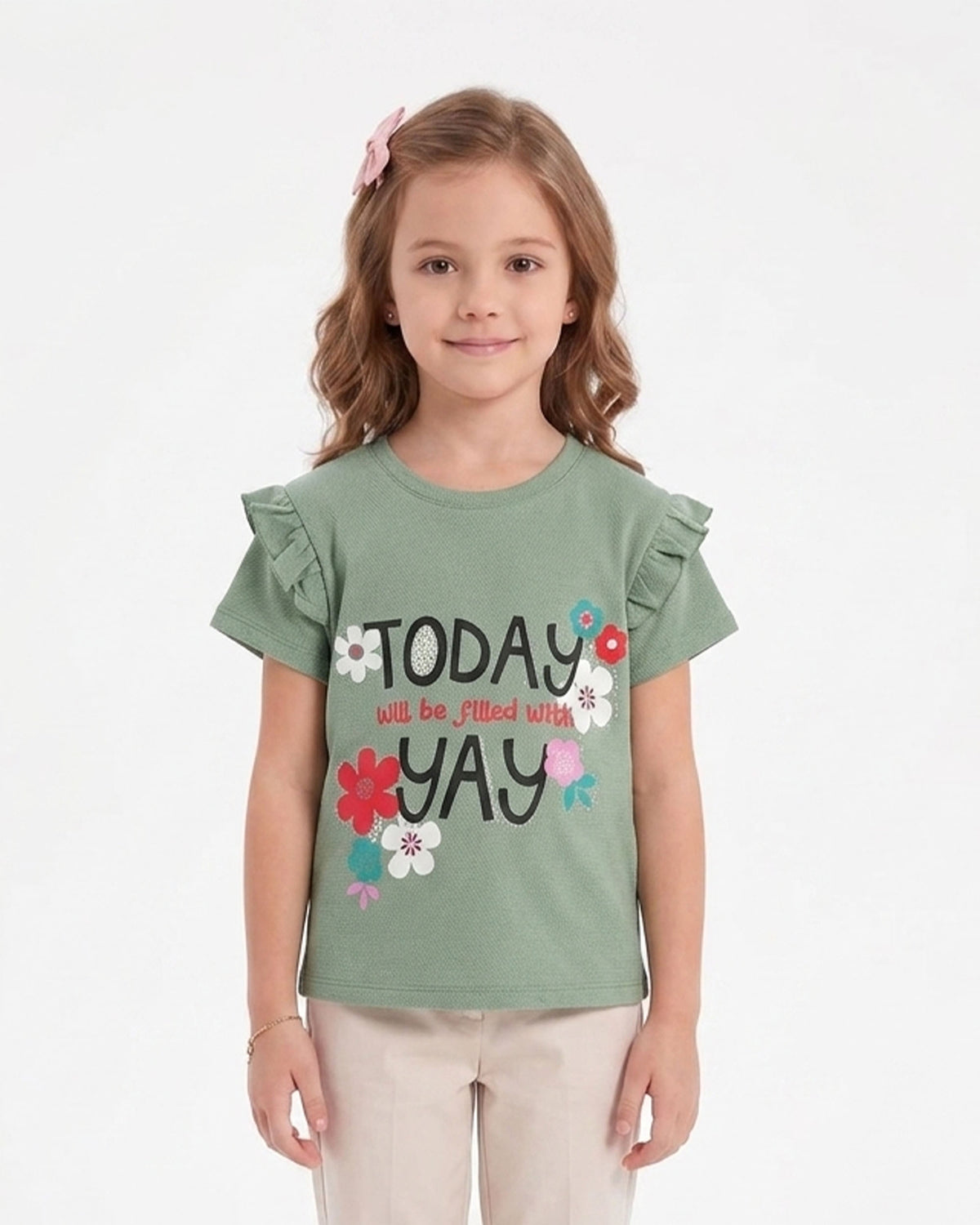 Girls' Printed Half Sleeves T-Shirt
