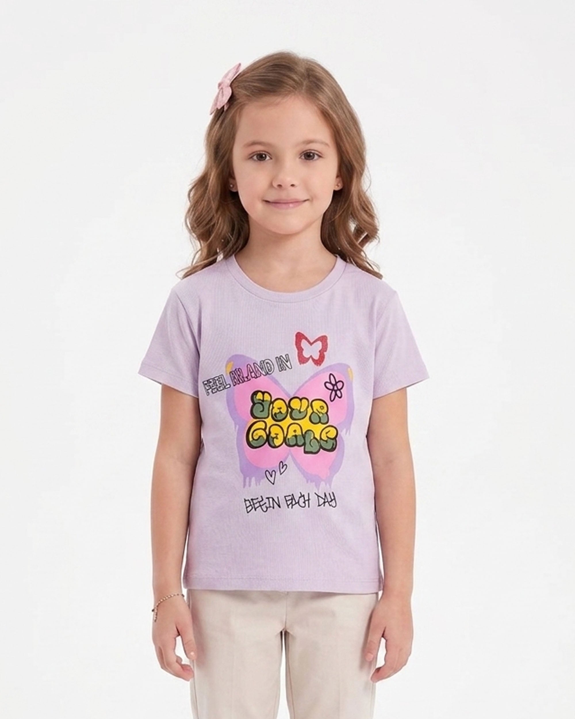 Girls' Printed Half Sleeves T-Shirt