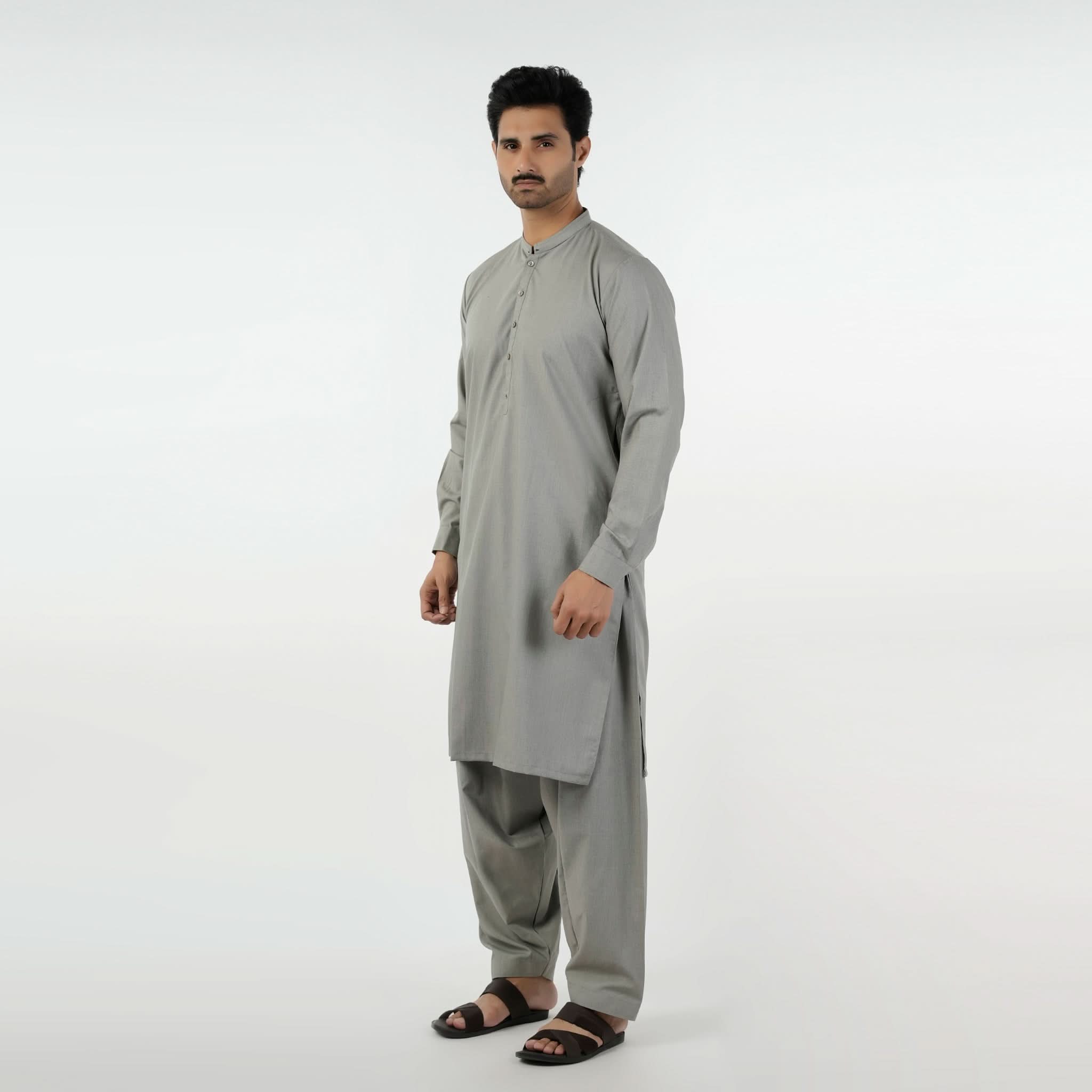 Eminent Men's Trim Fit Shalwar Suit - Ash Grey, Men's Shalwar Kameez, Eminent, Chase Value