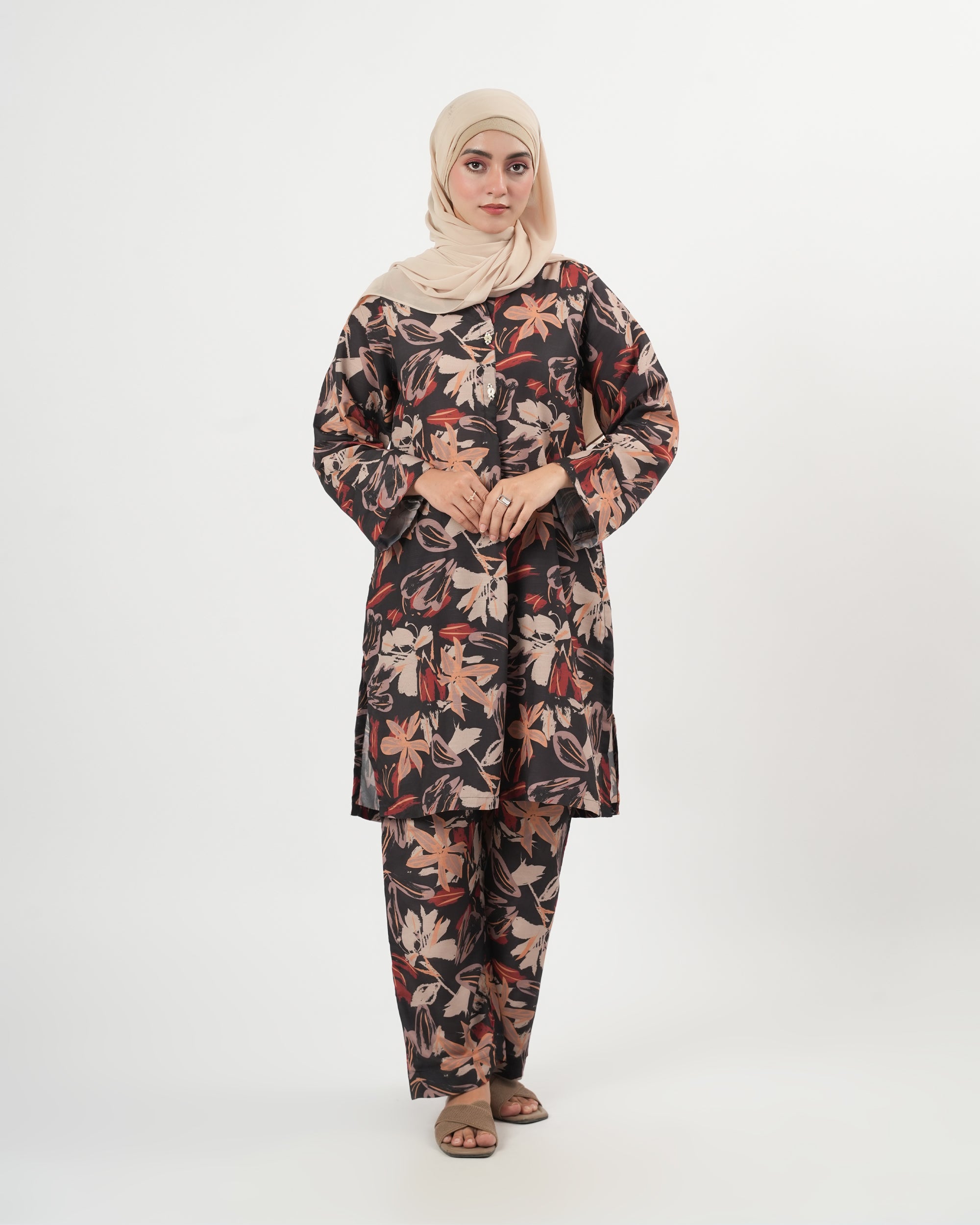 Valuables Women’s Printed Slub 2Pcs Suit