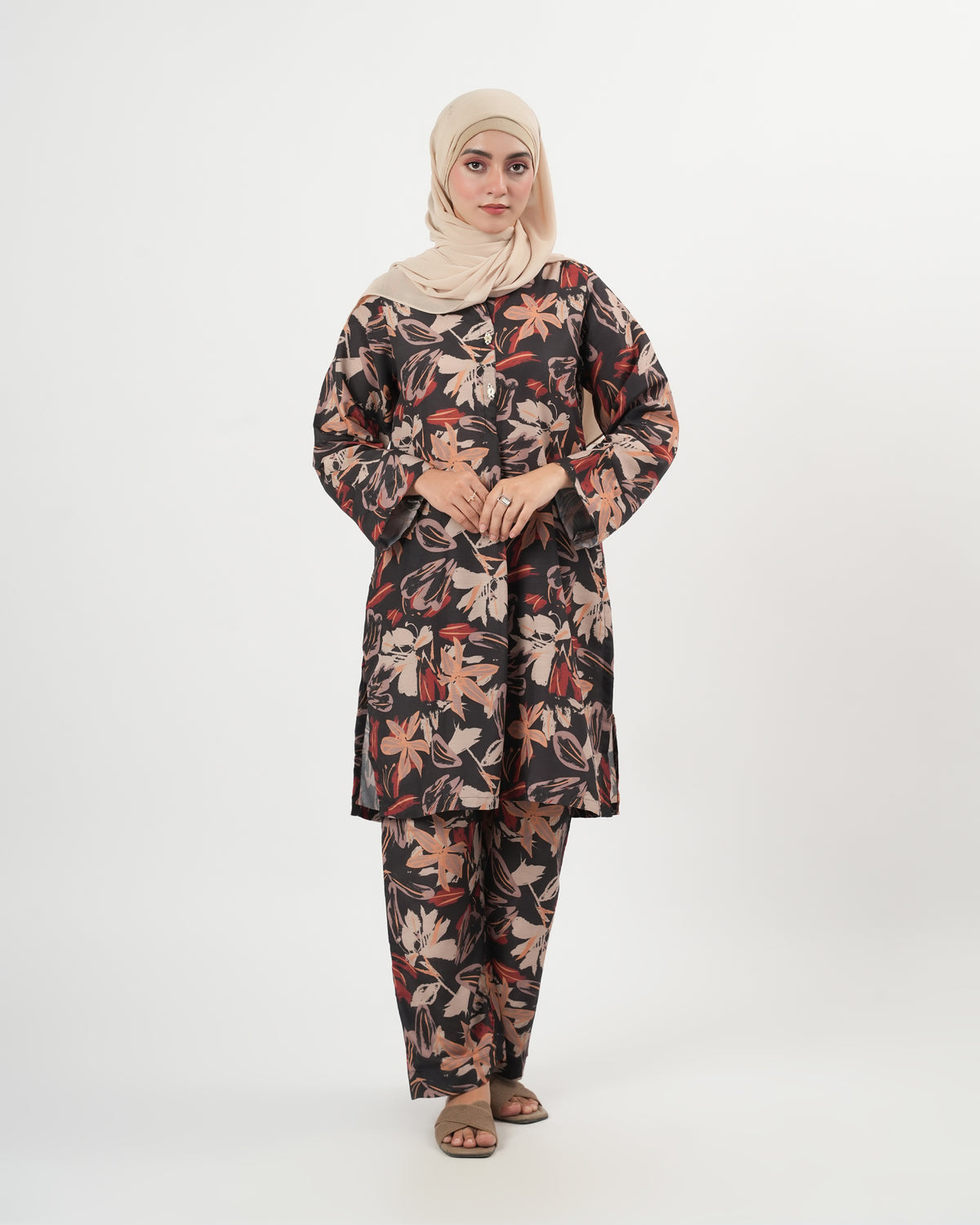 Valuables Women’s Printed Slub 2Pcs Suit