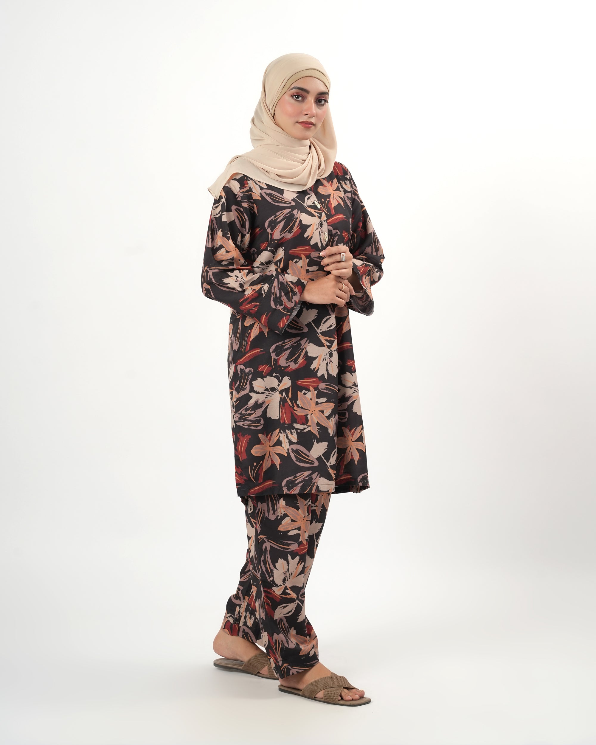Valuables Women’s Printed Slub 2Pcs Suit