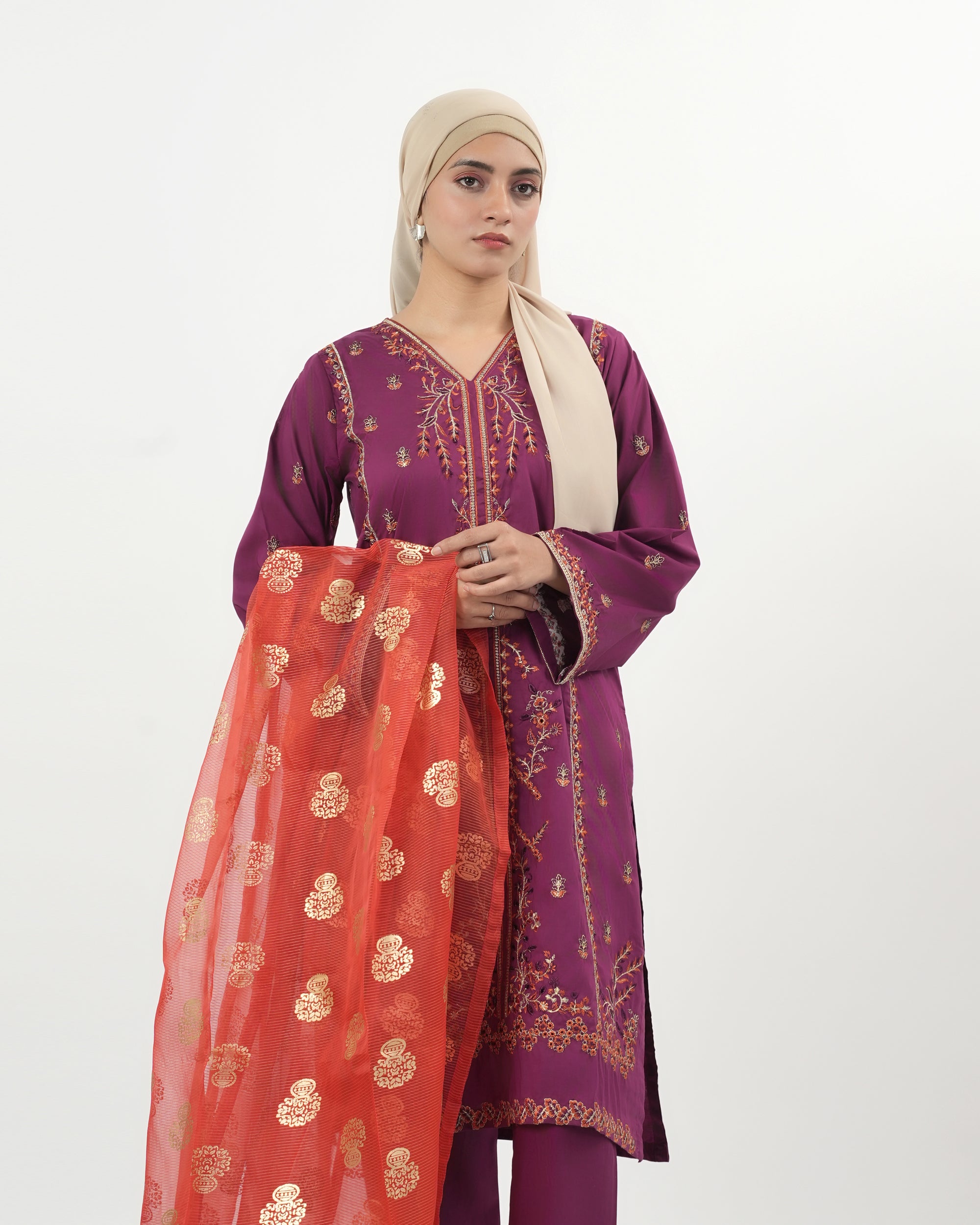 Valuables Women's Embroidered 3Pc Suit